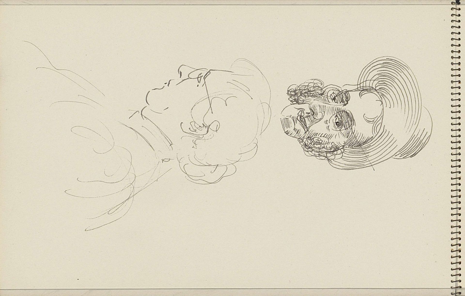 Portretkoppen van Joanna Lion Cachet-Cordes en een man met een hoed by Carel Adolph Lion Cachet