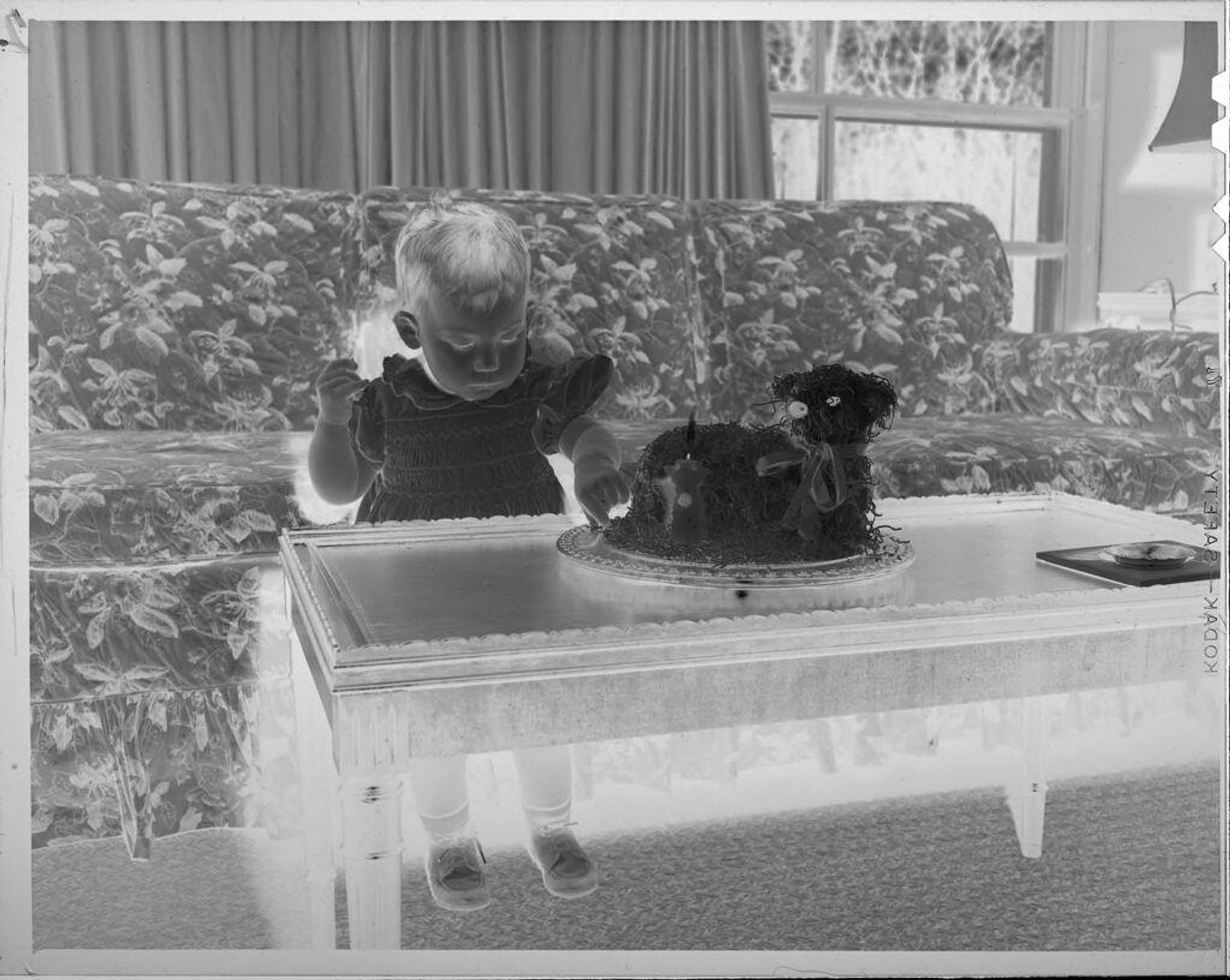 Untitled (baby with dog-shaped cake and candle) by Lucian and Mary Brown