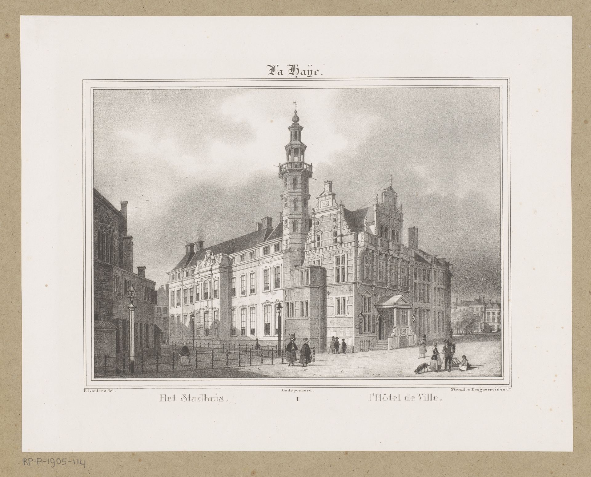 Gezicht op het Oude Stadhuis van Den Haag by Paulus Lauters