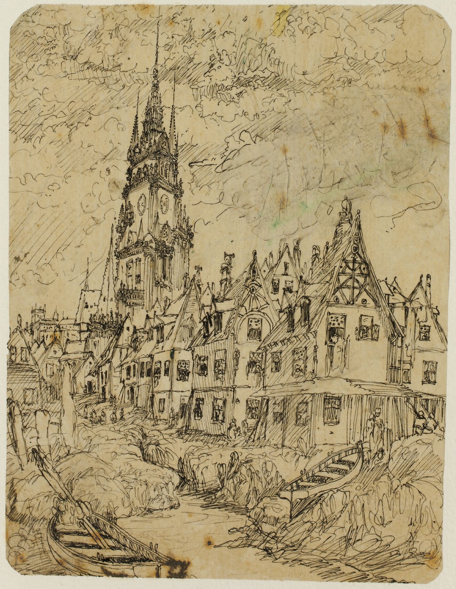 Maritime Village by Rodolphe Bresdin