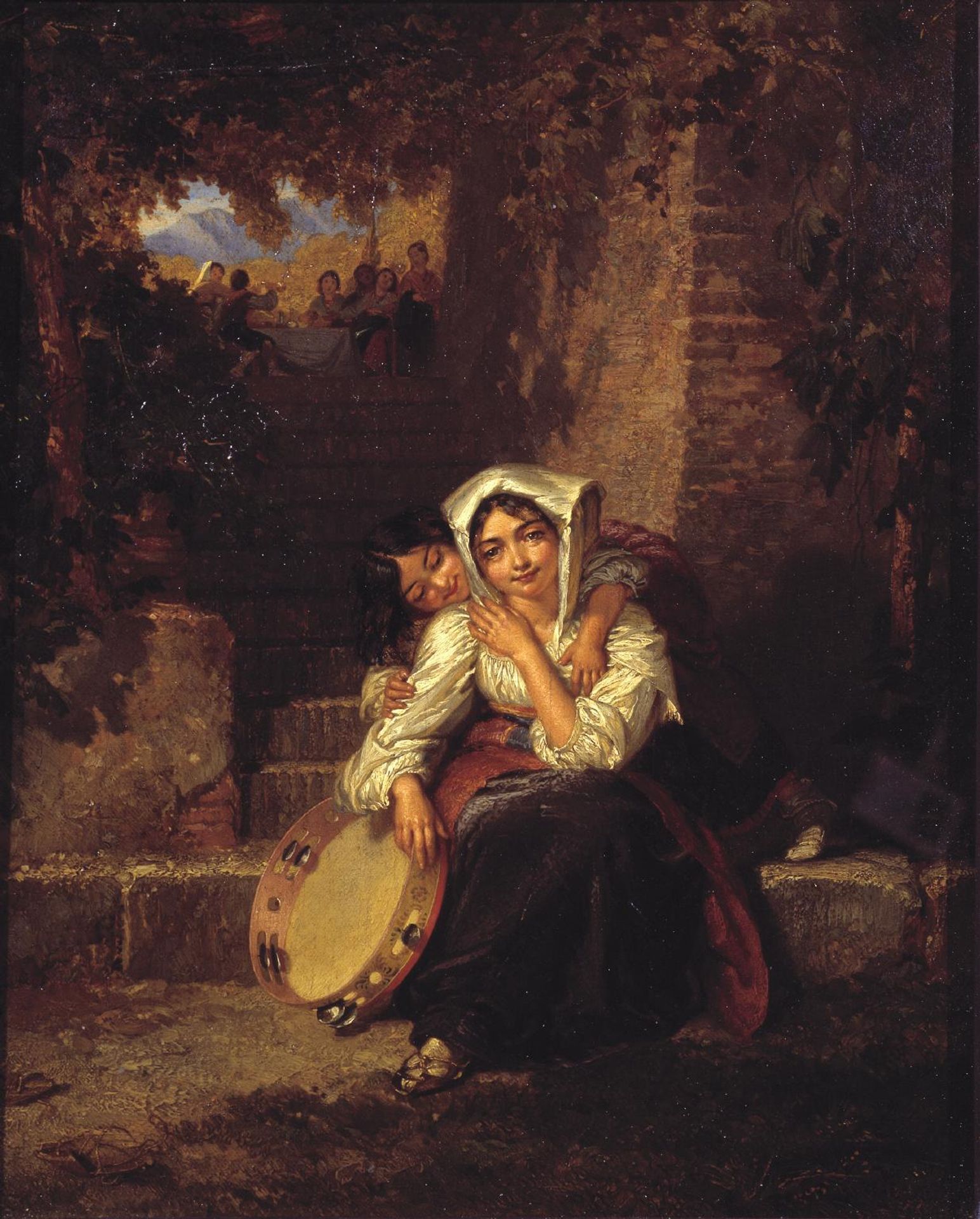 Italian Girl with Tambourine by  Penry Williams