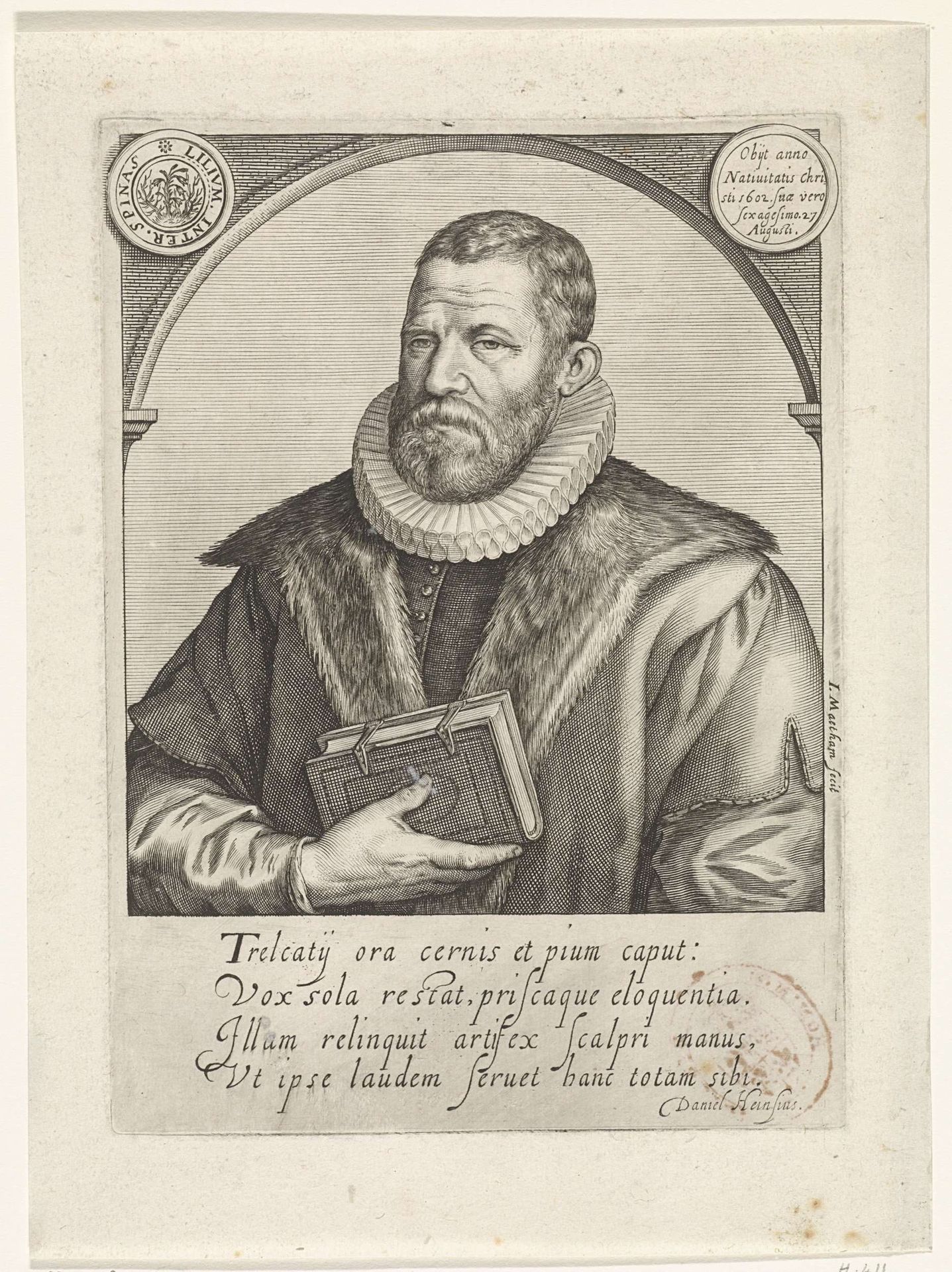 Portret van Lucas Trelcatius I by Jacob Matham