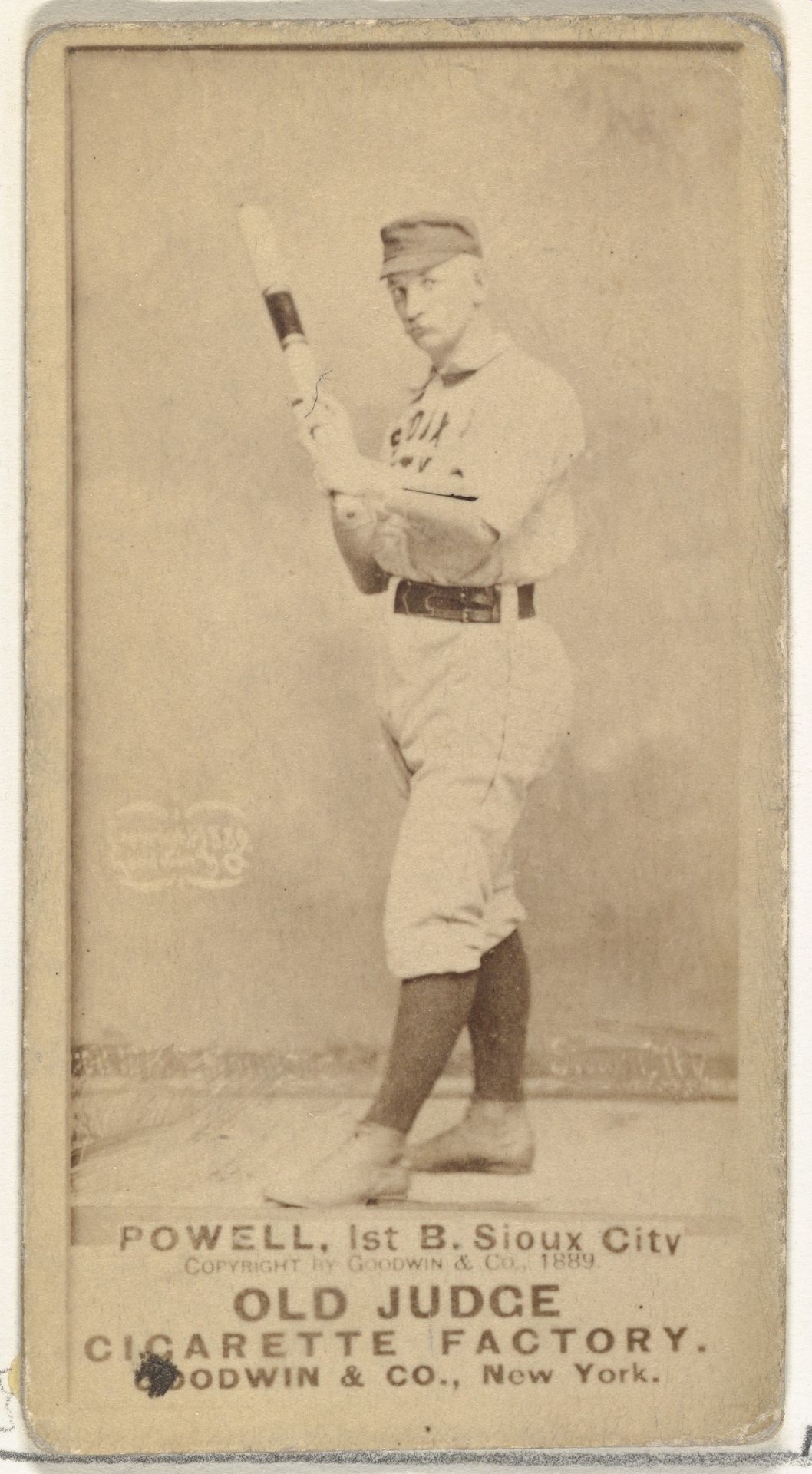 James Edwin "Jim" Powell, Manager and 1st Base, Sioux City Corn Huskers, from the Old Judge series (N172) for Old Judge Cigarettes by Goodwin & Company