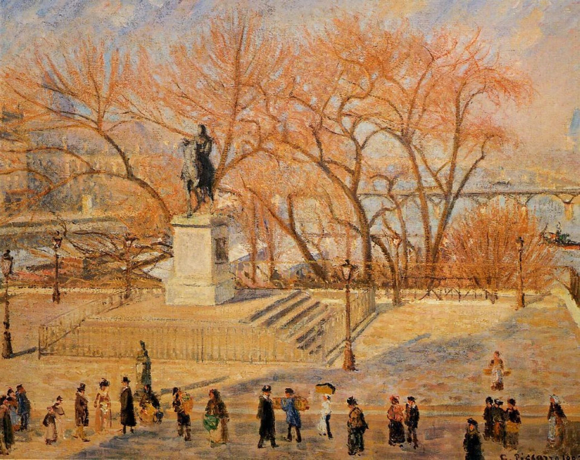 Square du Vert Galant, Sunny Morning by Camille Pissarro