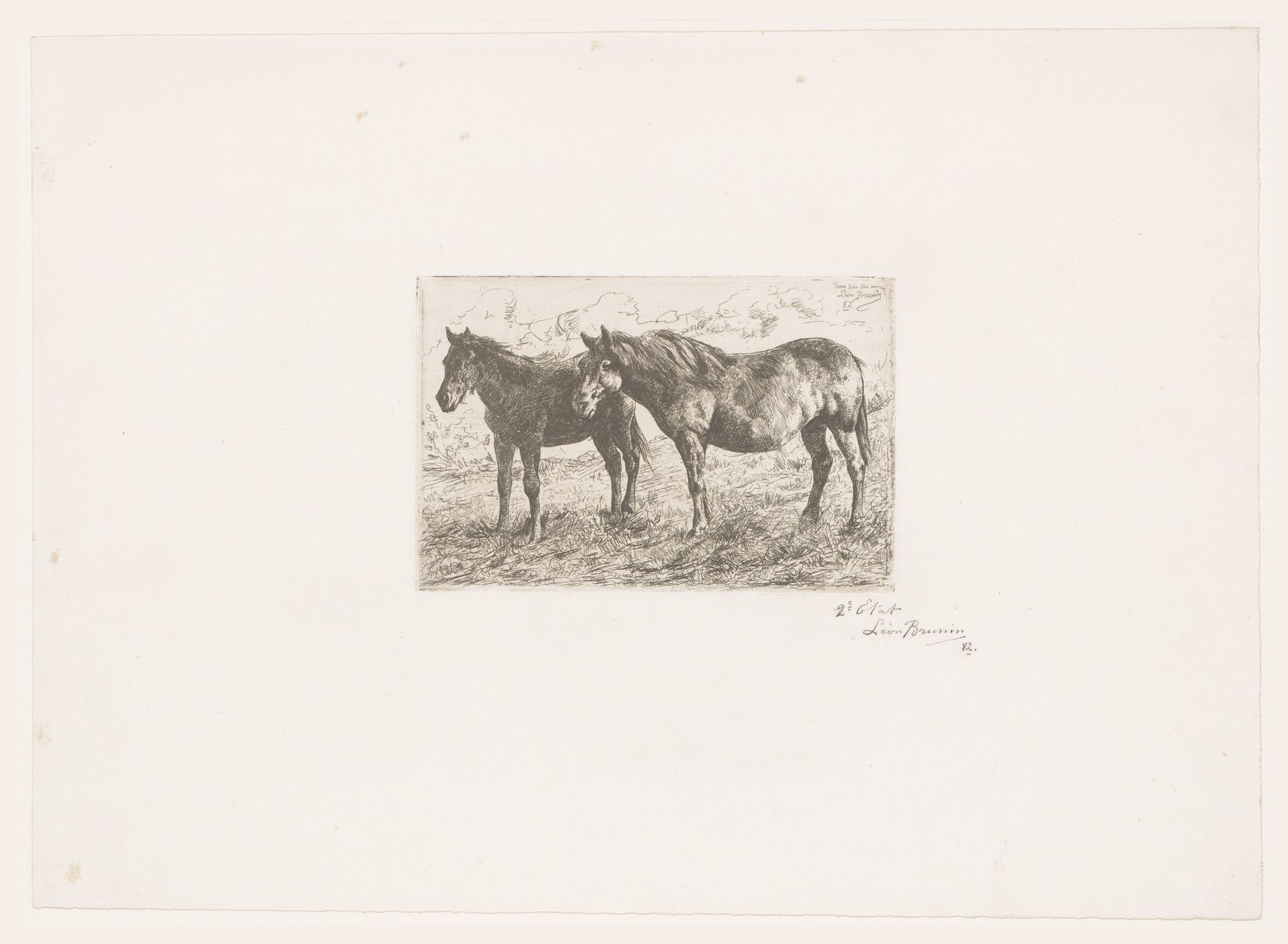 Twee paarden by Léon Brunin