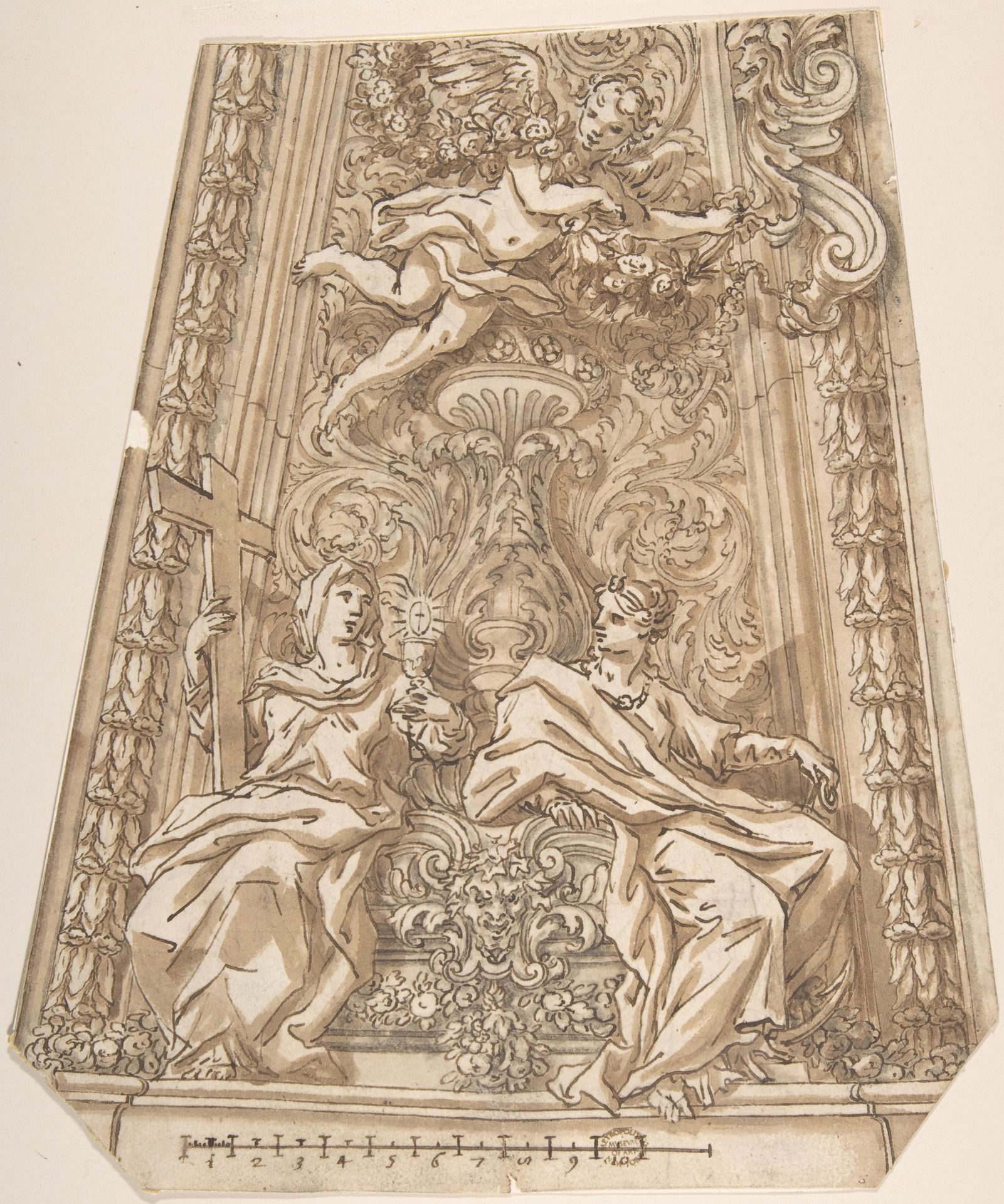 Design for a Dome Compartment with Figures of Faith and Hope by Anonymous