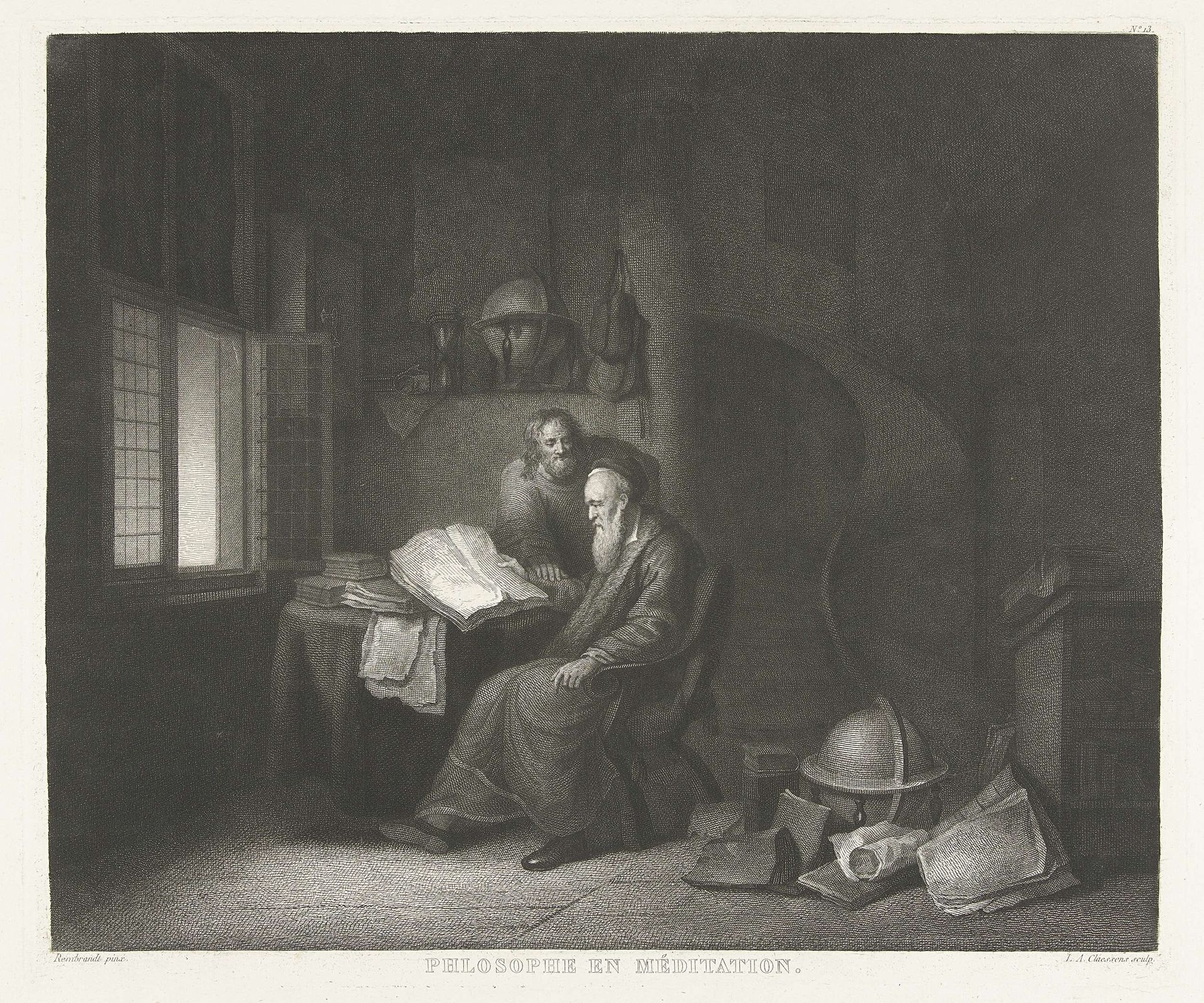 Oude man in studeervertrek by Lambertus Antonius Claessens