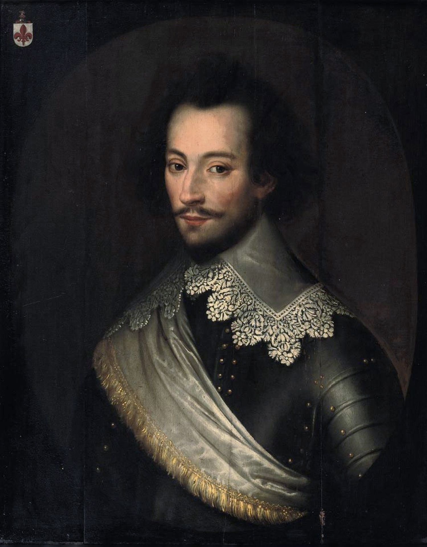 Portrait of Charles De Rechignevoisin in Armour with a White Lace Collar and a White Sash by Gerard van Honthorst