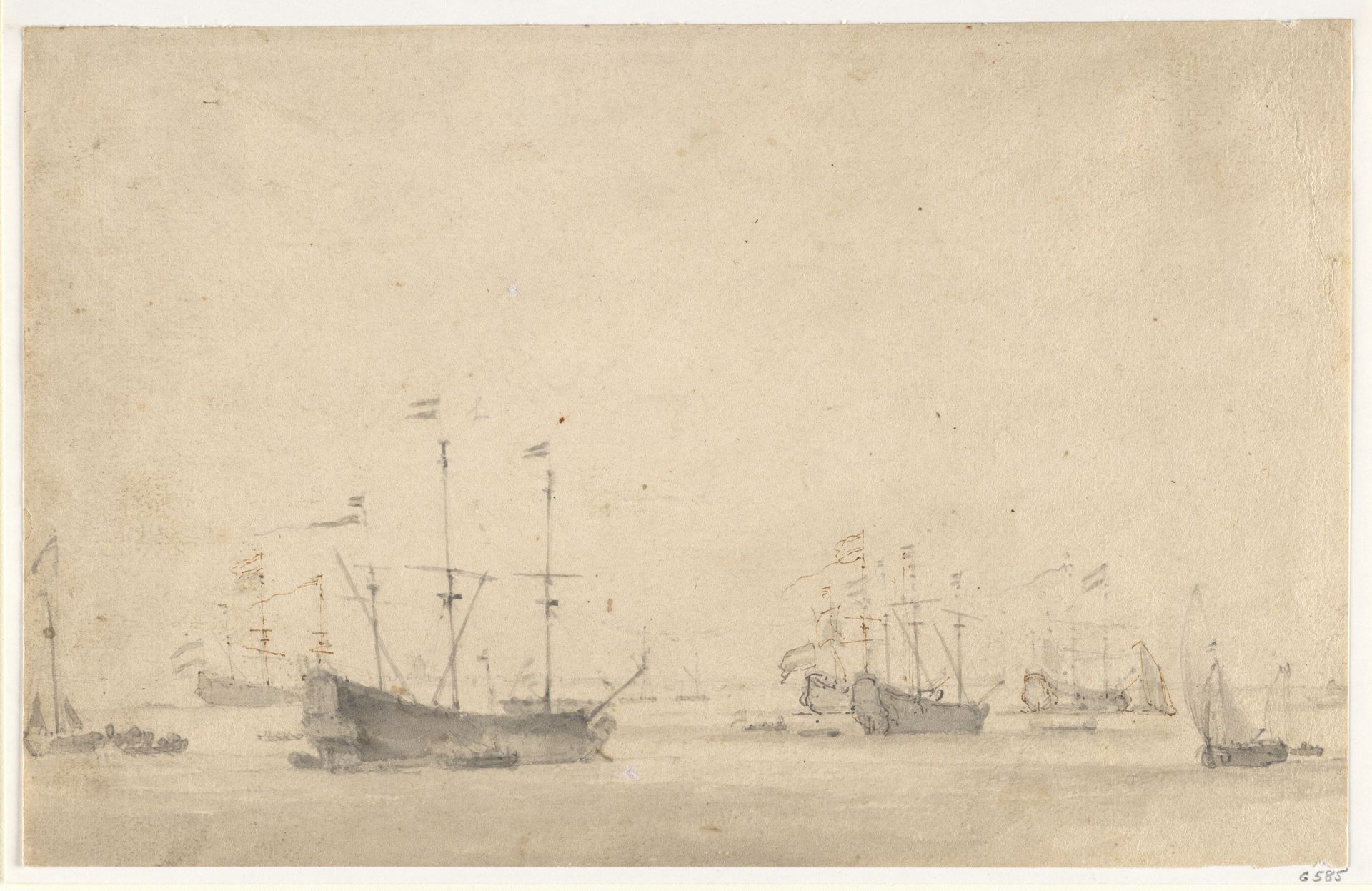 A Dutch Fleet Lying at Anchor by Willem van de Velde II