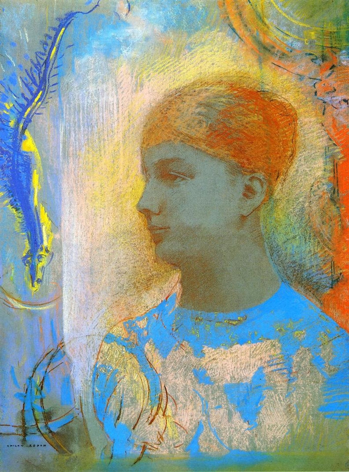 Young Girl Facing Left by Odilon Redon