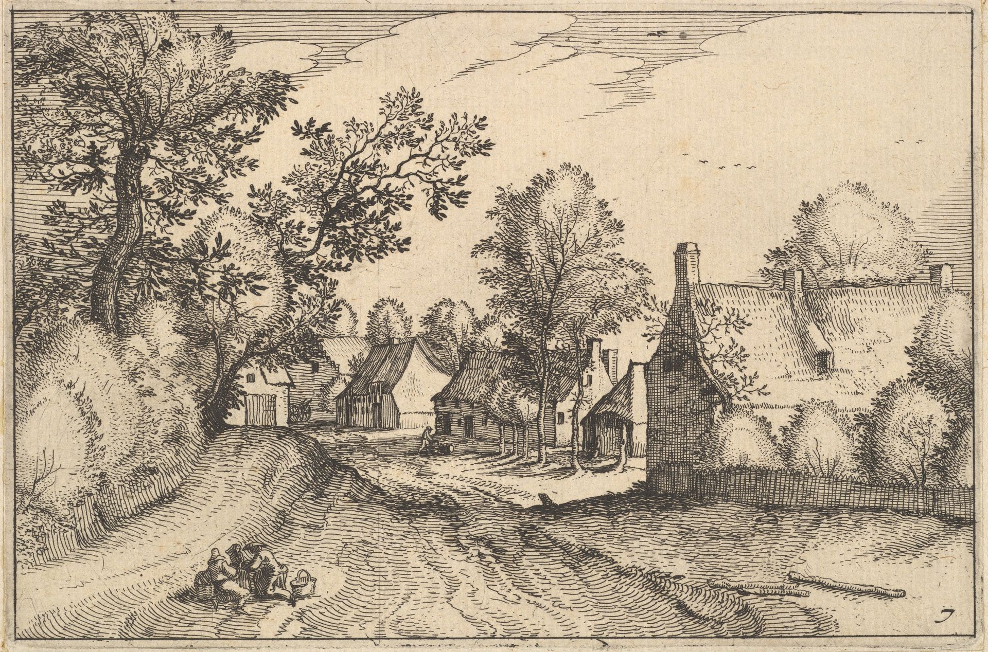 A Village Road, plate 7  from "Regiunculae et Villae Aliquot Ducatus Brabantiae" by Claes Jansz. Visscher