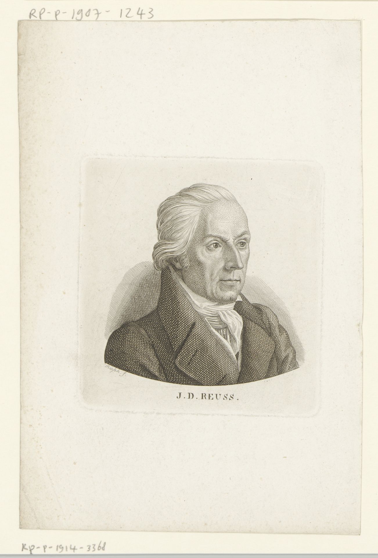 Portret van Jeremias David Reuss by Ernst Ludwig Riepenhausen