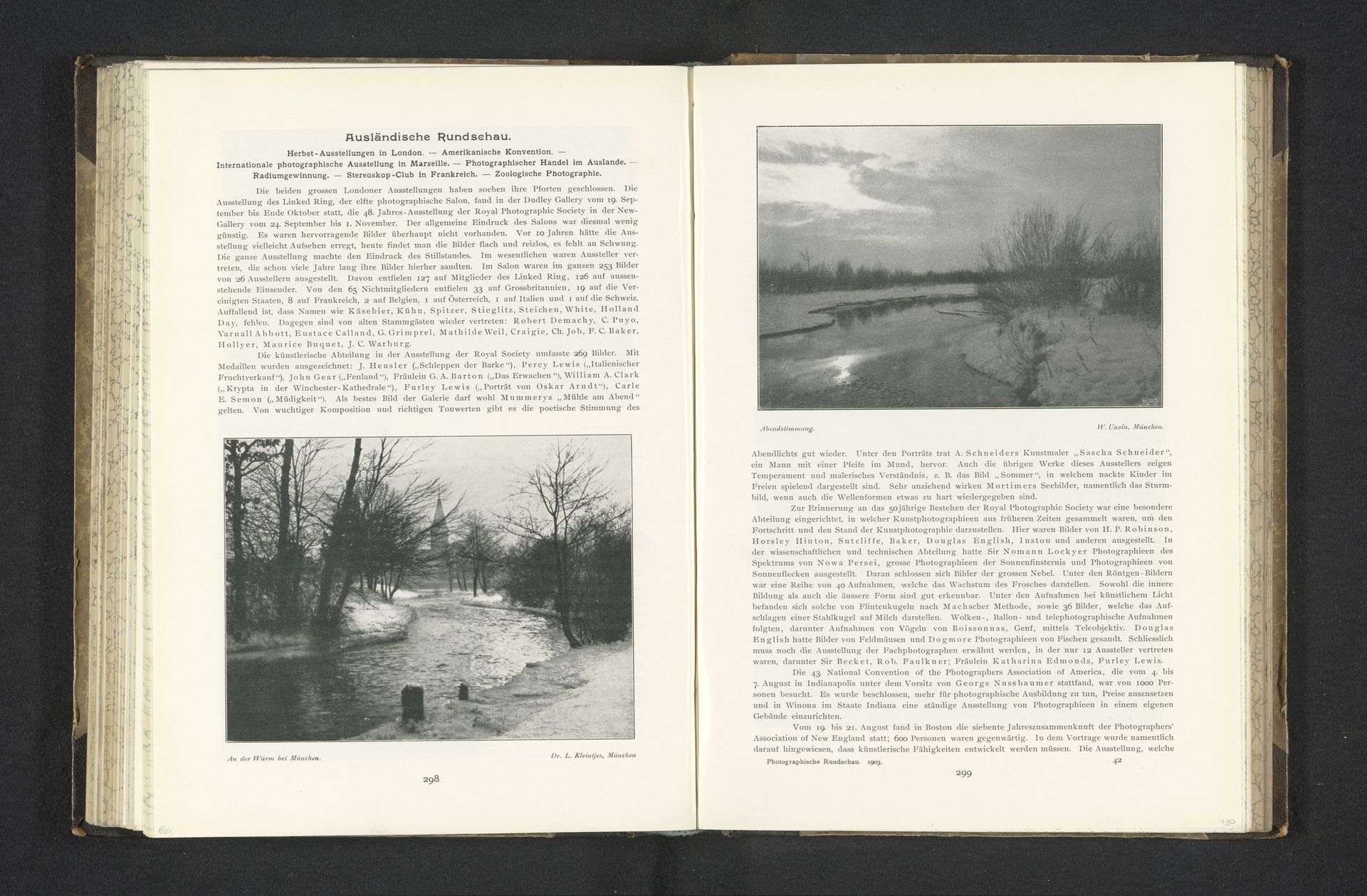 Gezicht op rivier de Würm, met op de achtergrond een kerktoren van de stad München by L.L. Kleintjes