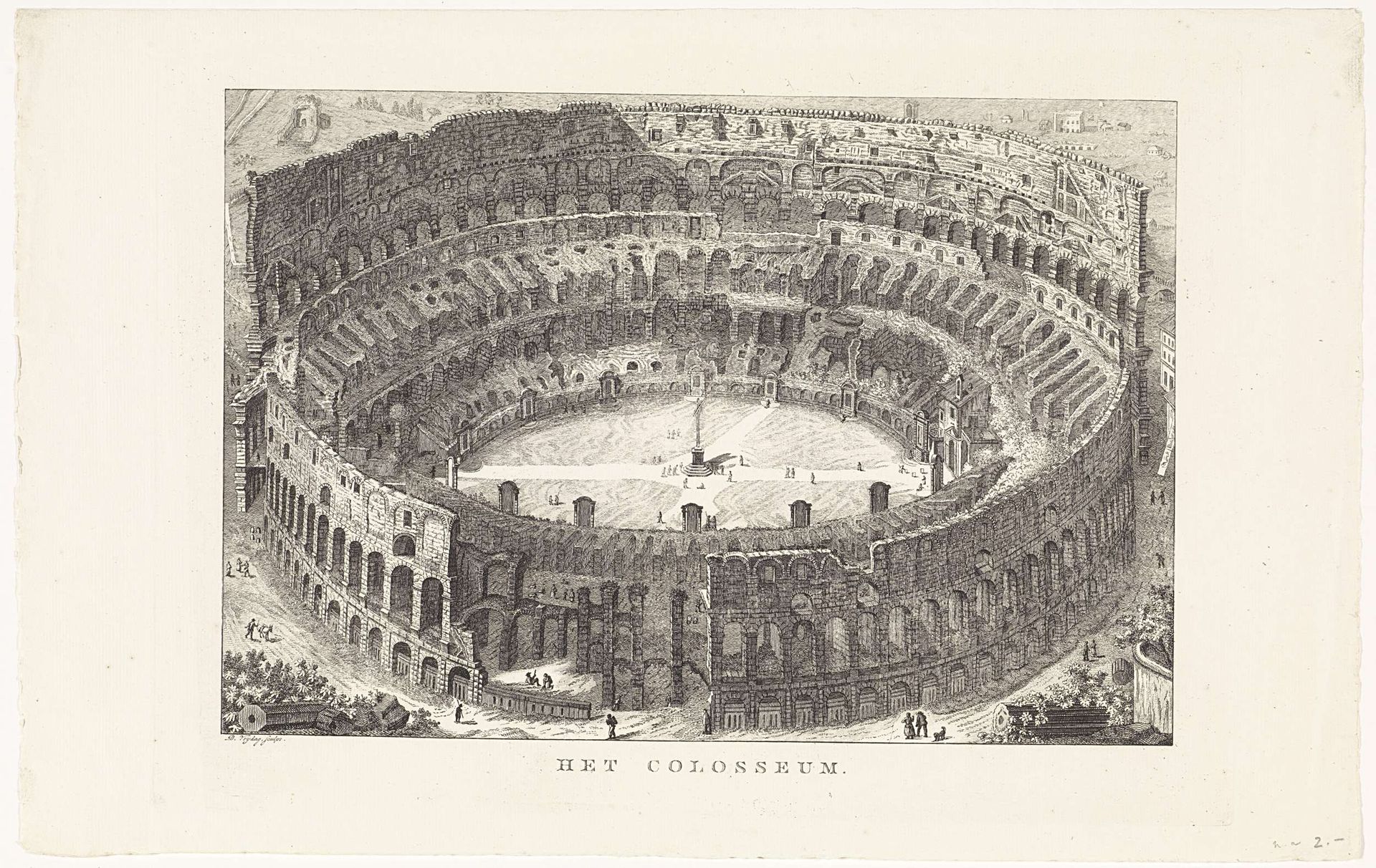 Gezicht vanuit vogelperspectief op het Colosseum te Rome by Daniël Vrijdag
