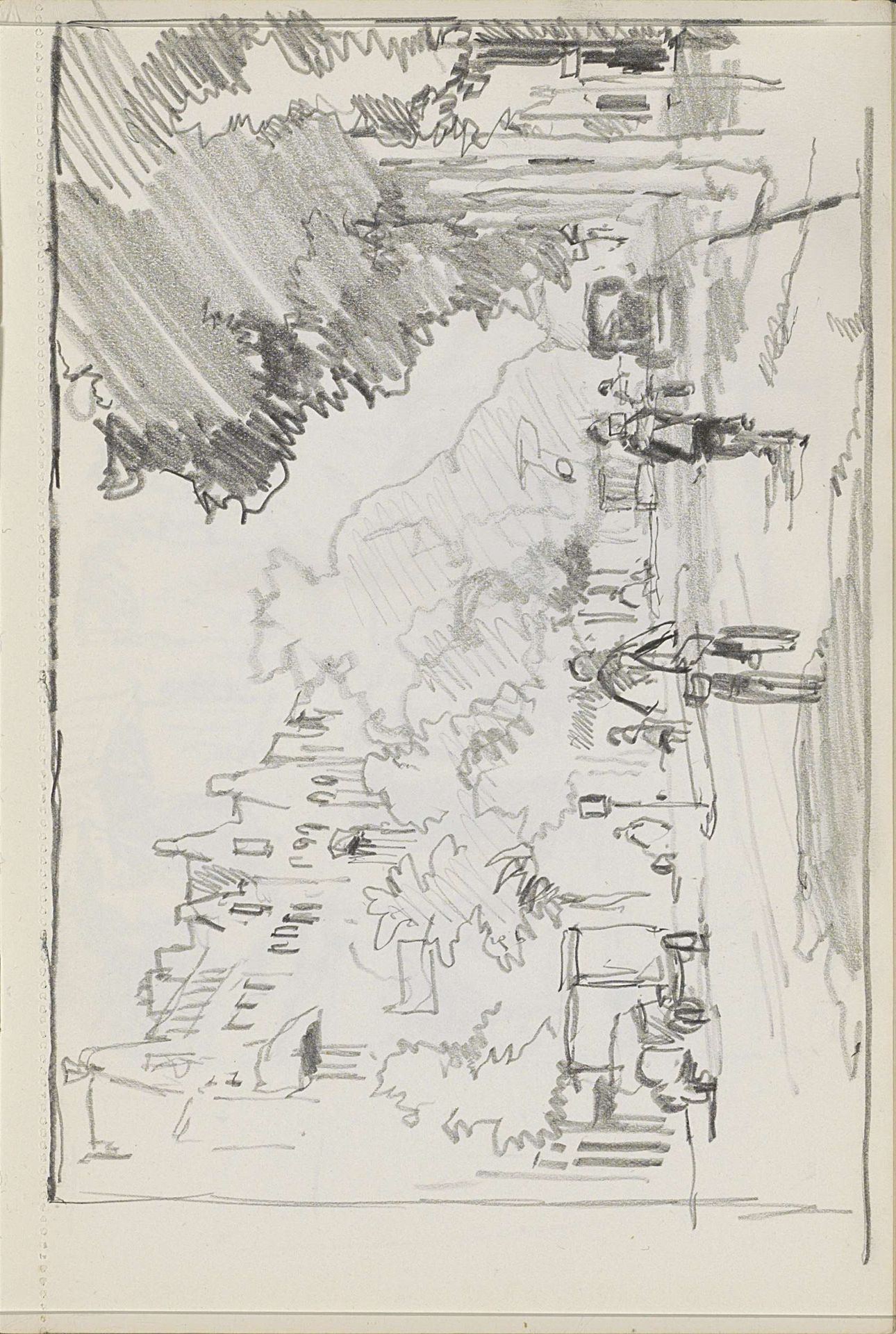 Fietsers en auto's op een straat by Cornelis Vreedenburgh