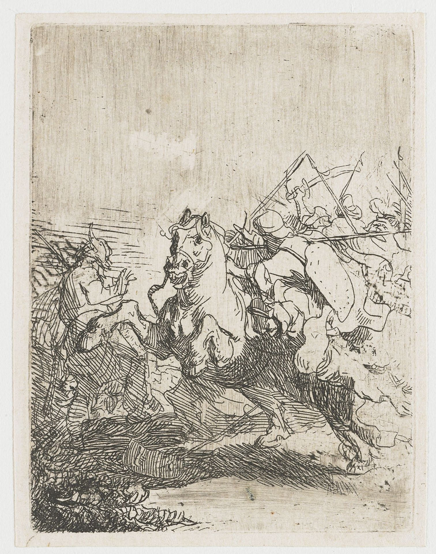 A cavalry fight by Rembrandt van Rijn
