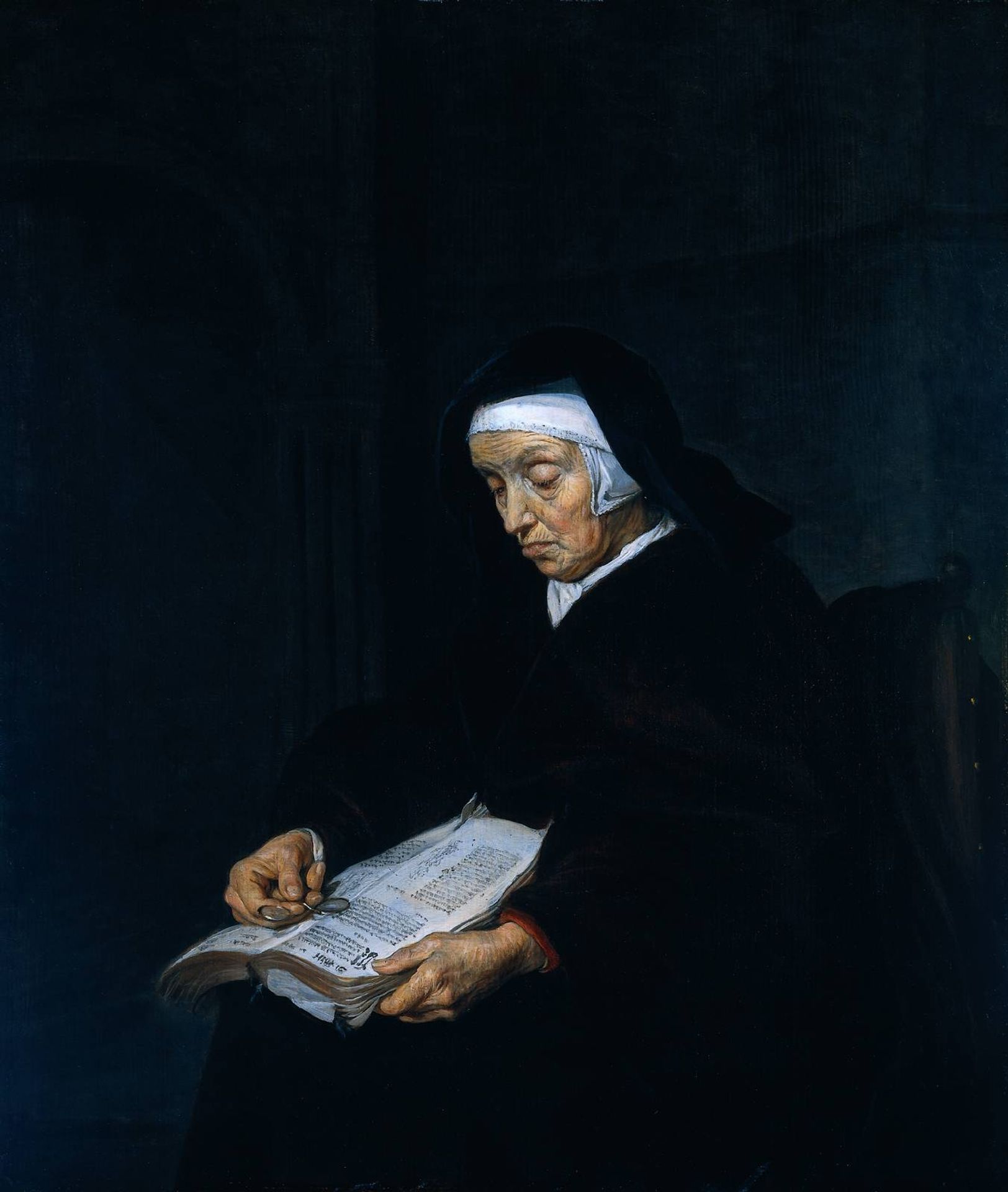 Old Woman Meditating by Gabriel Metsu