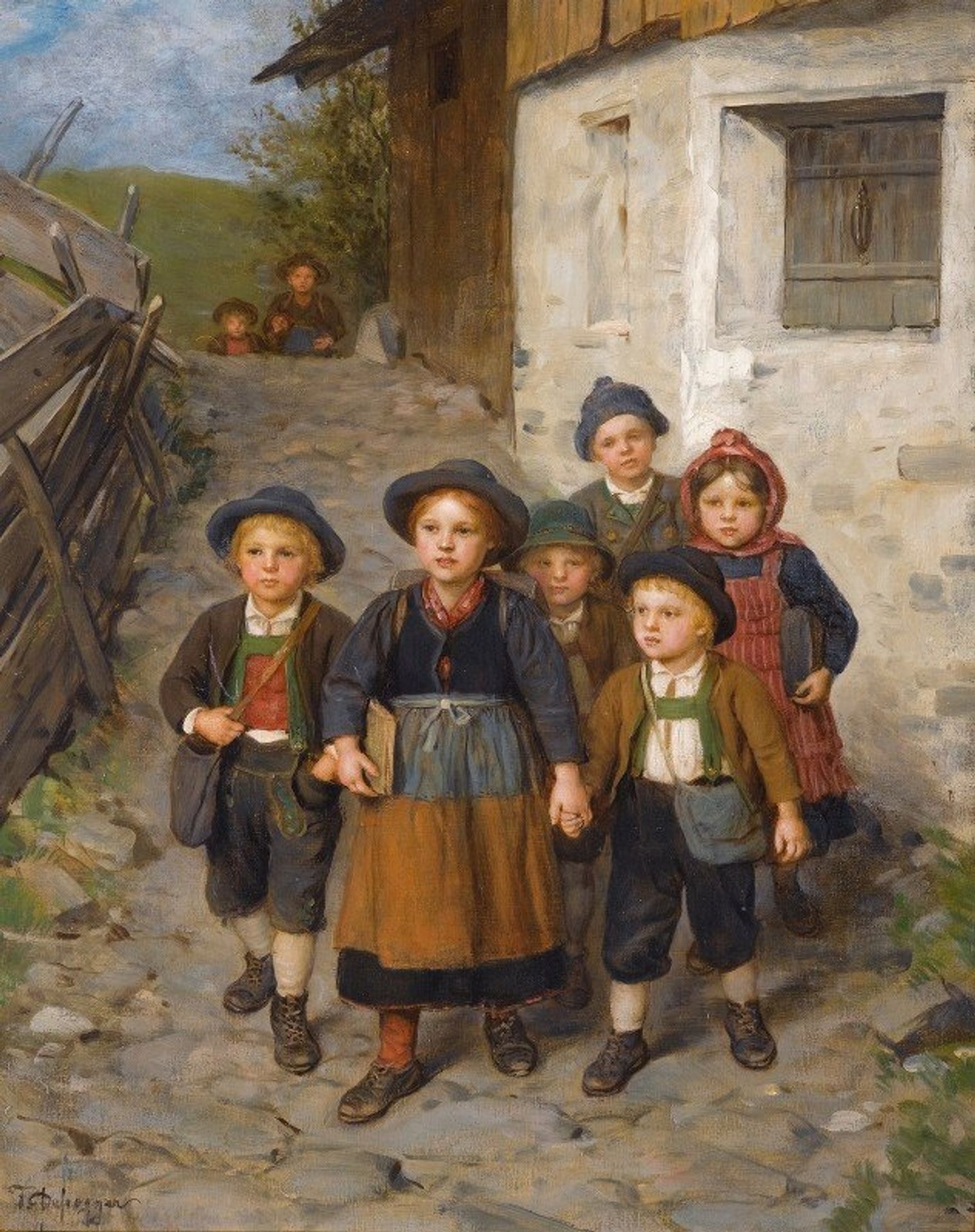 Auf Dem Schulweg by Franz von Defregger