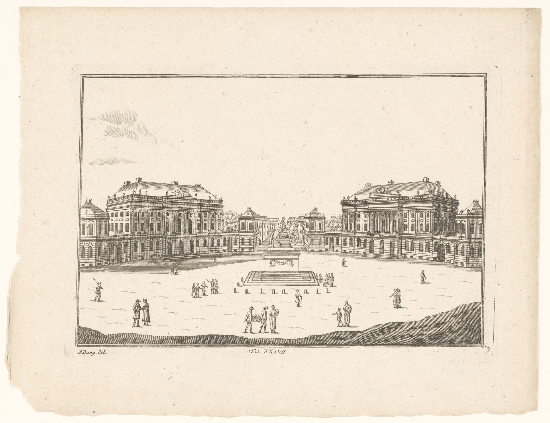 Ruiterstandbeeld op het plein van Amaliënborg, te Kopenhagen by Anonymous