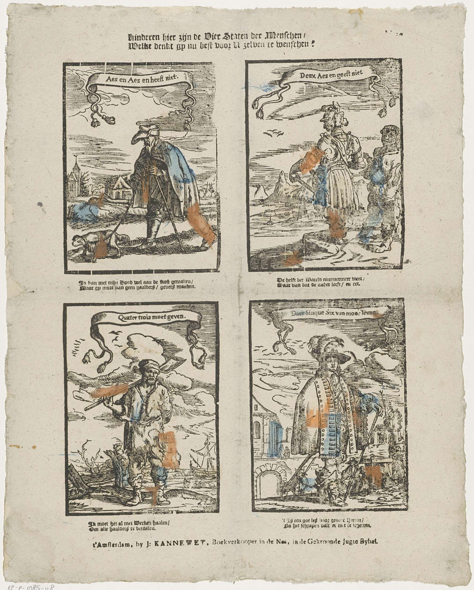 Kinderen hier zijn de vier staten der menschen / Welke denkt gy nu best voor u zelven te wenschen? by Johannes (II) Kannewet