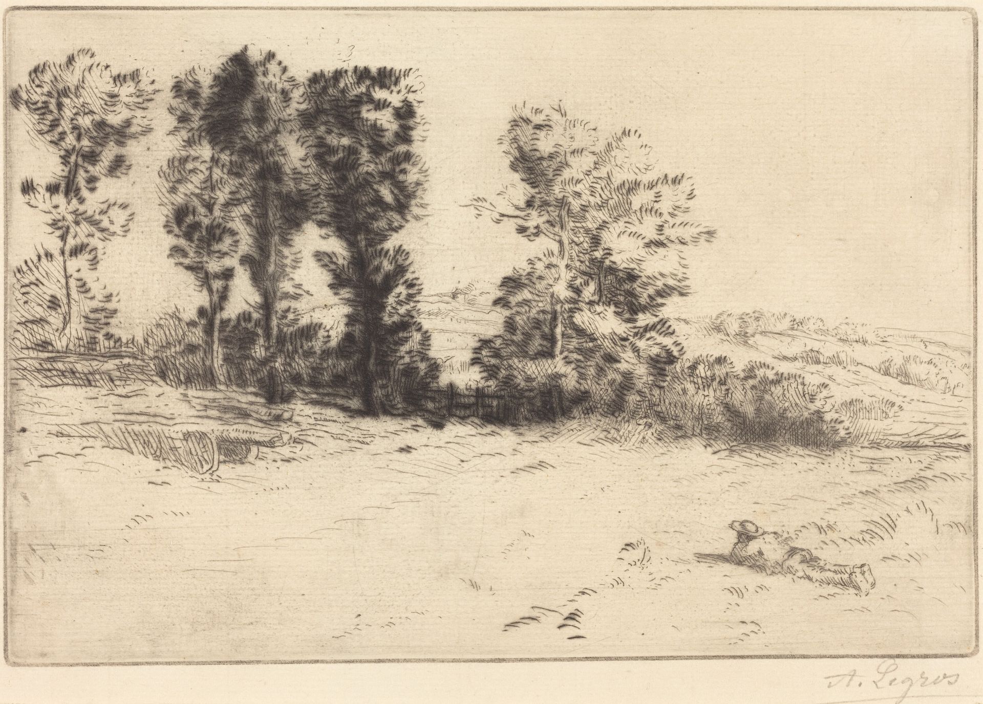 Meadow in Sunshine (Le pre ensoleille) by Alphonse Legros