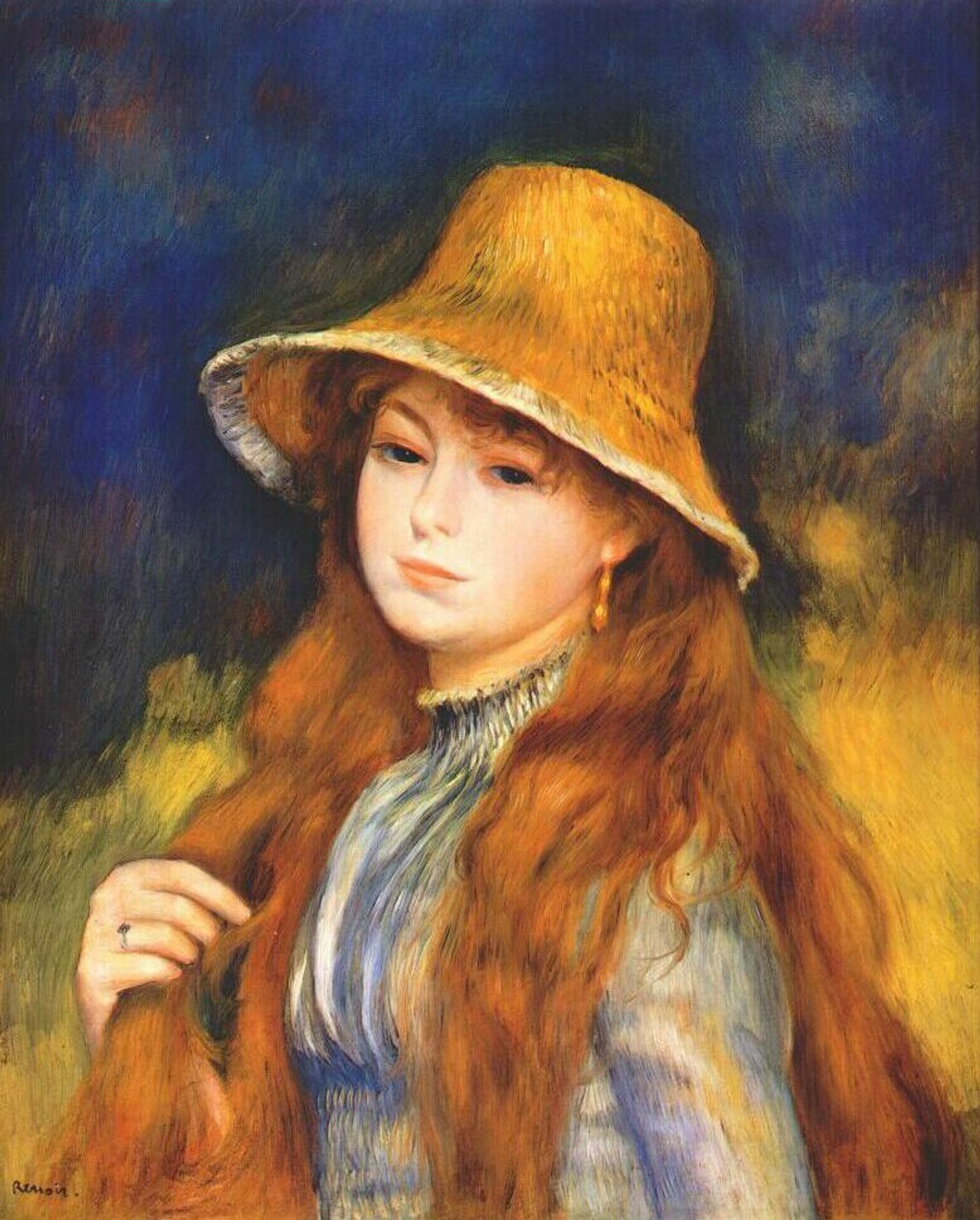 Girl with a straw hat by Pierre-Auguste Renoir