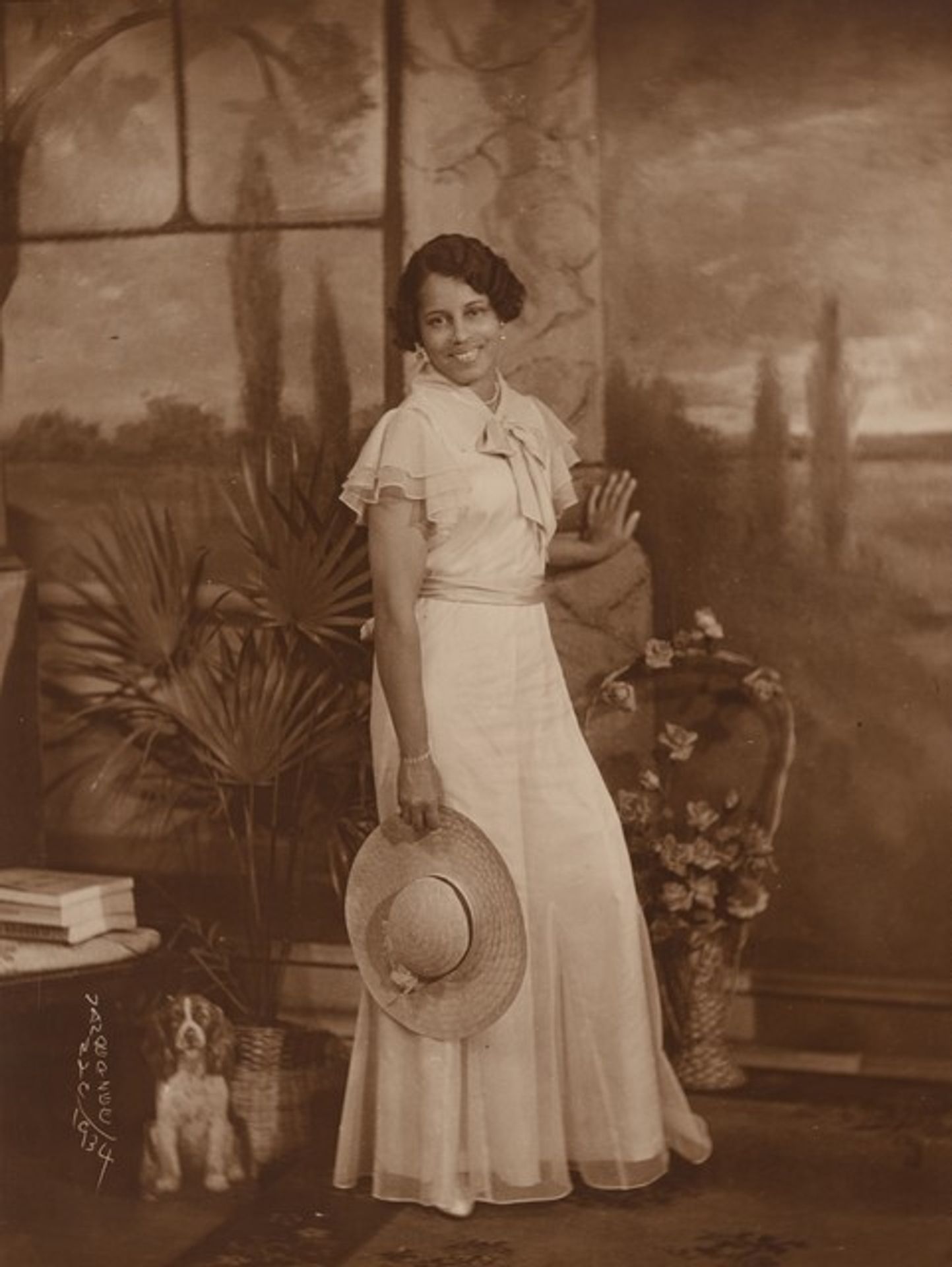 Lady with Wide-Brimmed Straw Hat by James Van Der Zee