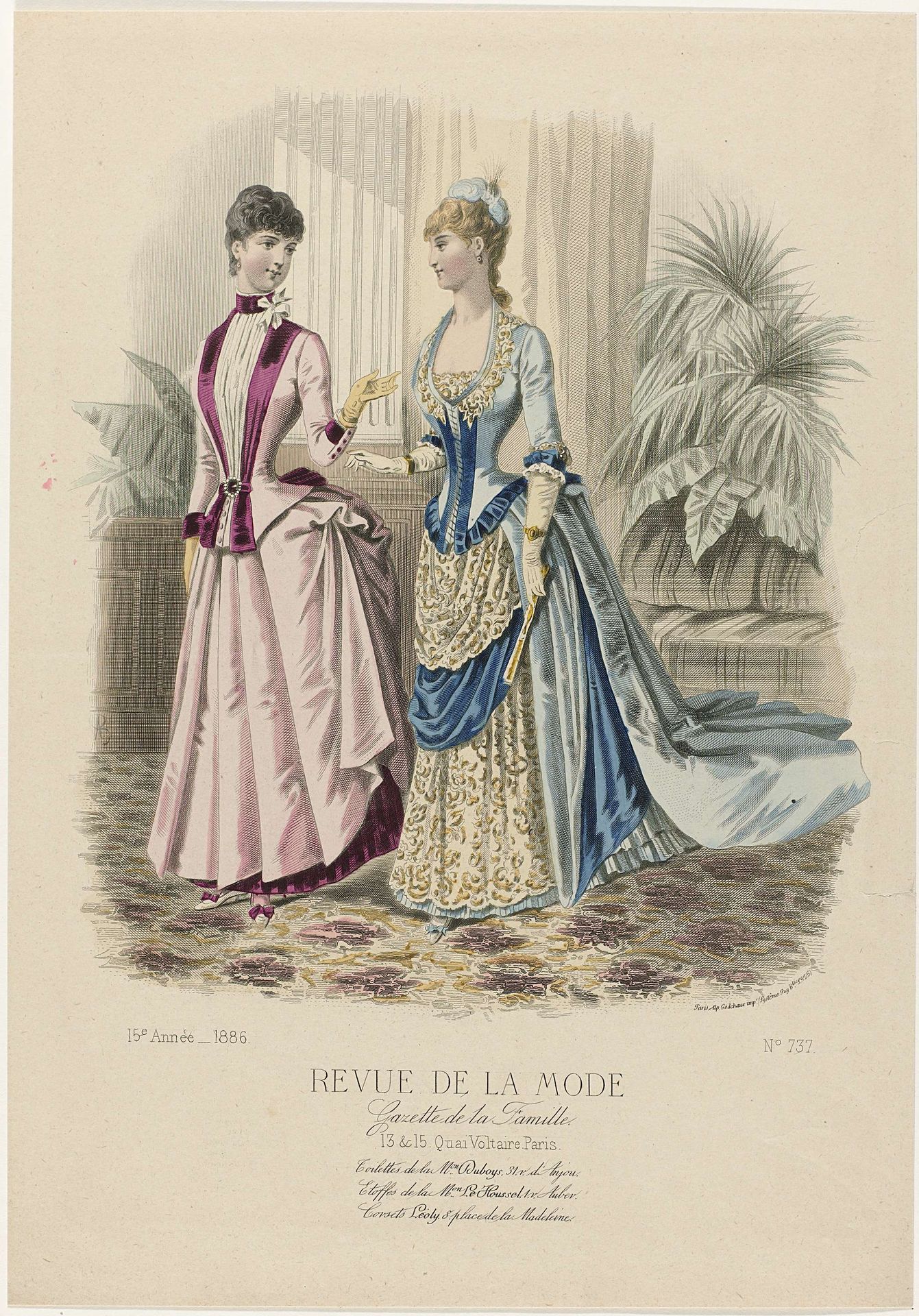 Revue de la Mode, Gazette de la Famille, 1886, 15e Année, No. 737: Toilettes de la M.on Duboys (...) by A. Chaillot