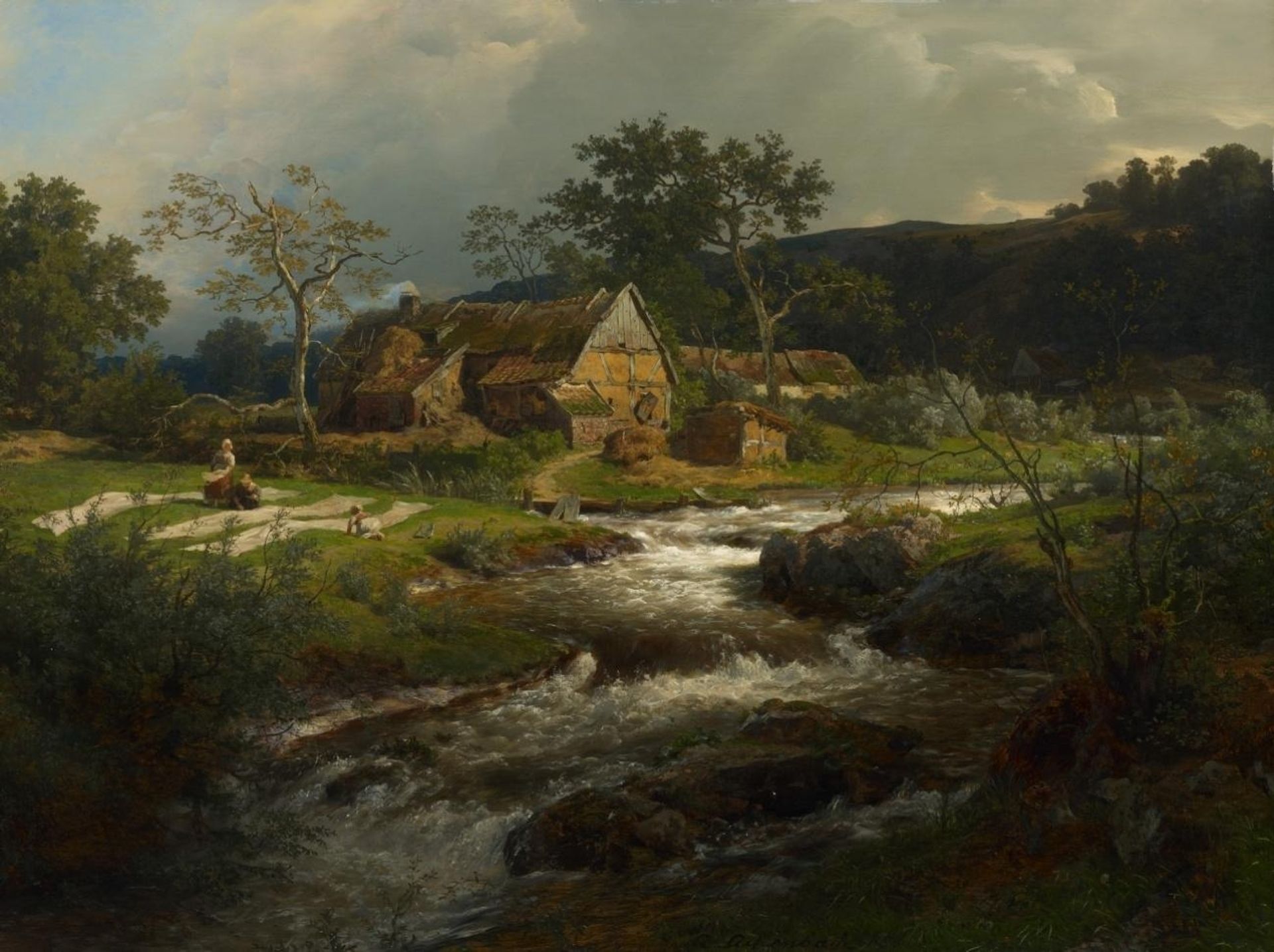 Landscape with a farmhouse and a torrent by Andreas Achenbach