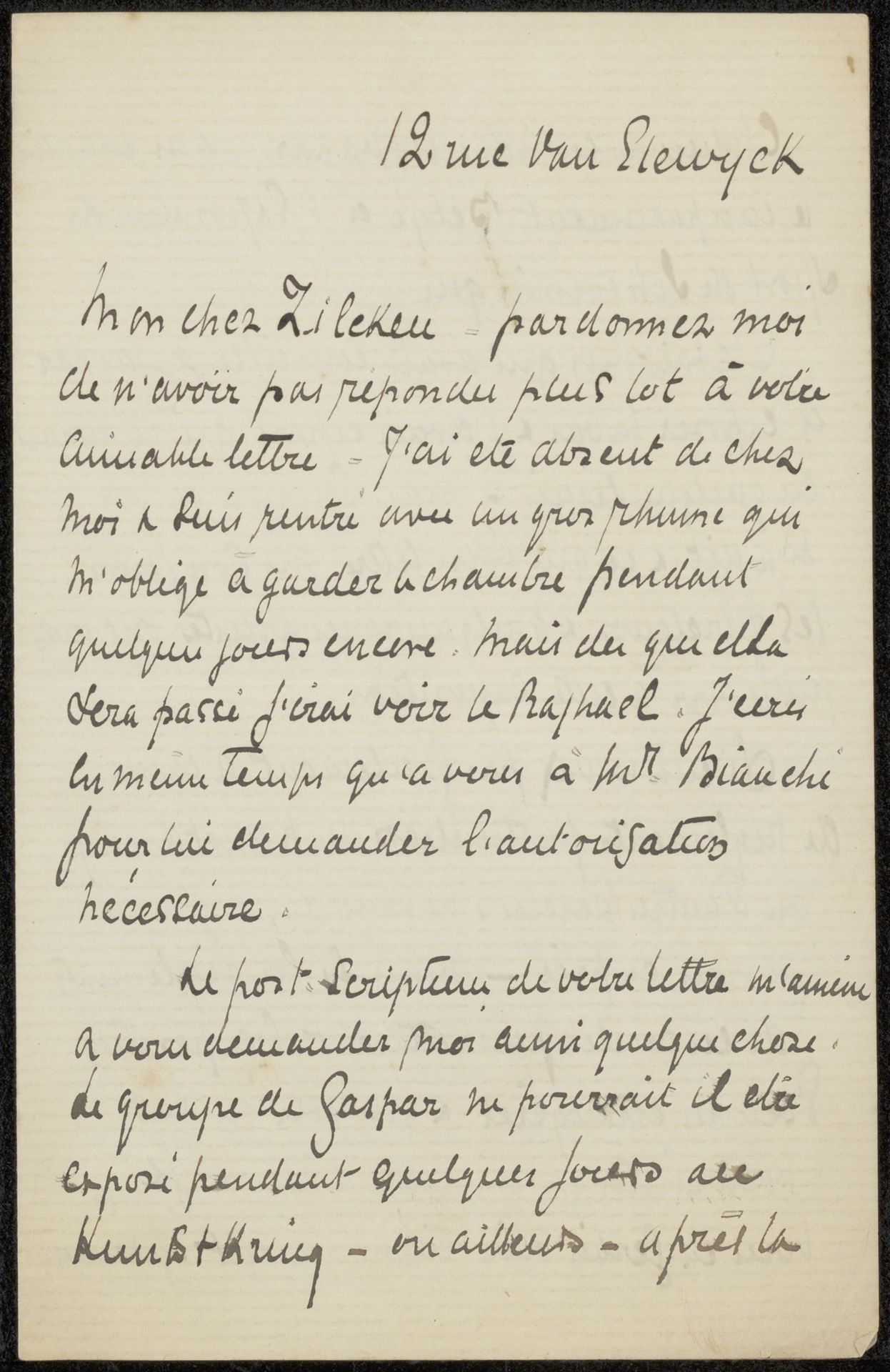 Brief aan Philip Zilcken by Olivier Georges Destrée