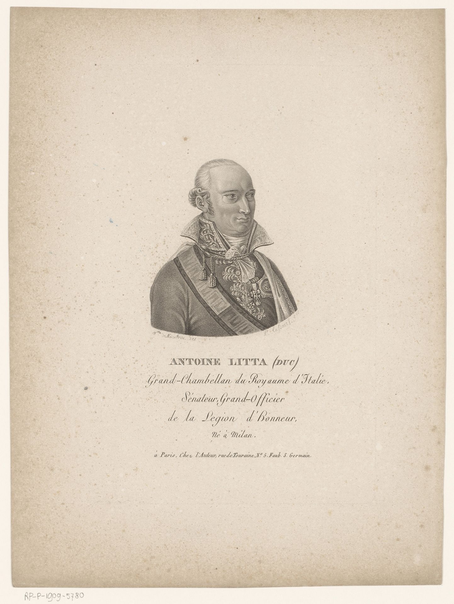 Portret van Antonio Litta by Paul Tassaert