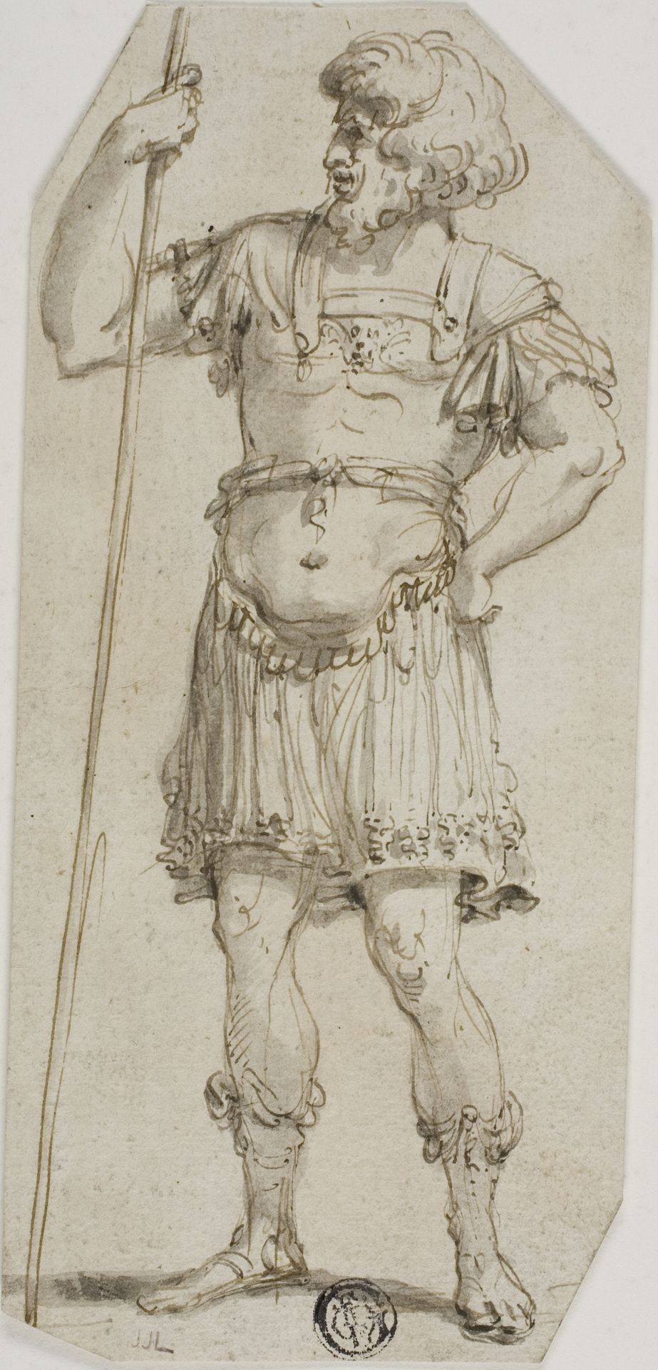 Standing Roman Warrior Holding Staff by Anonymous
