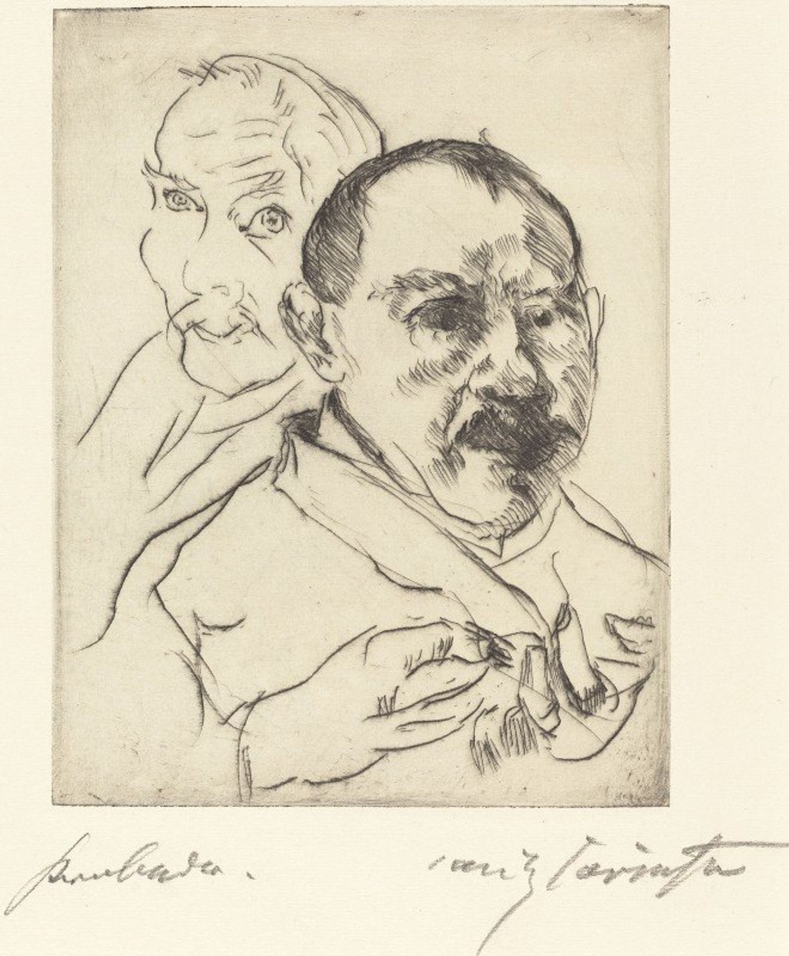 Sketch of Two Male Heads by Lovis Corinth