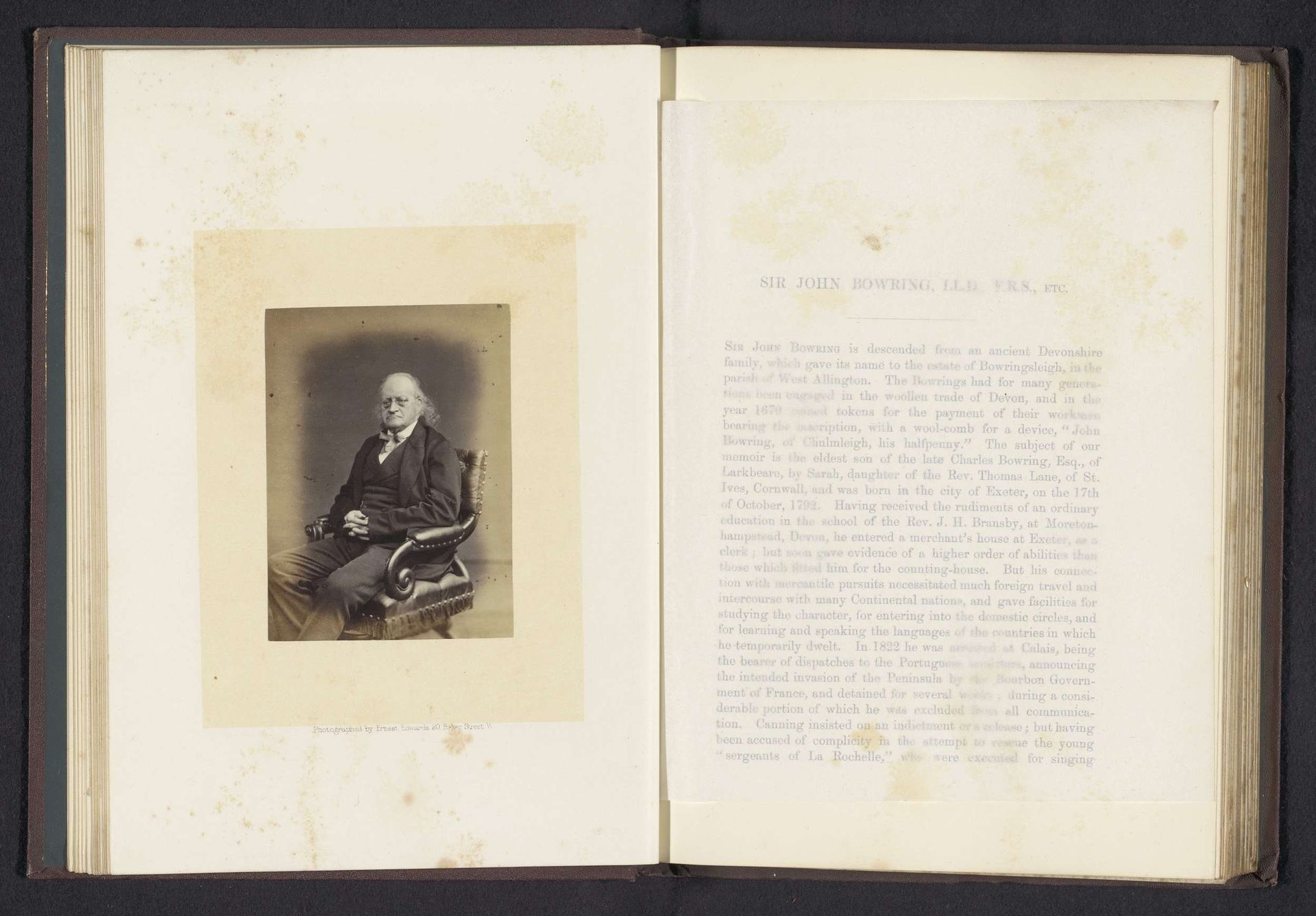 Portret van John Bowring by Ernest Edwards
