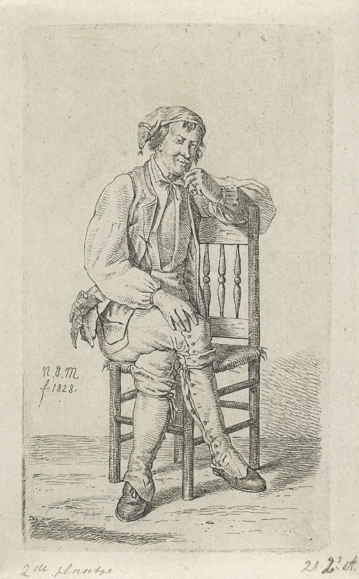 Man op een stoel by Anthonie Willem Hendrik Nolthenius de Man
