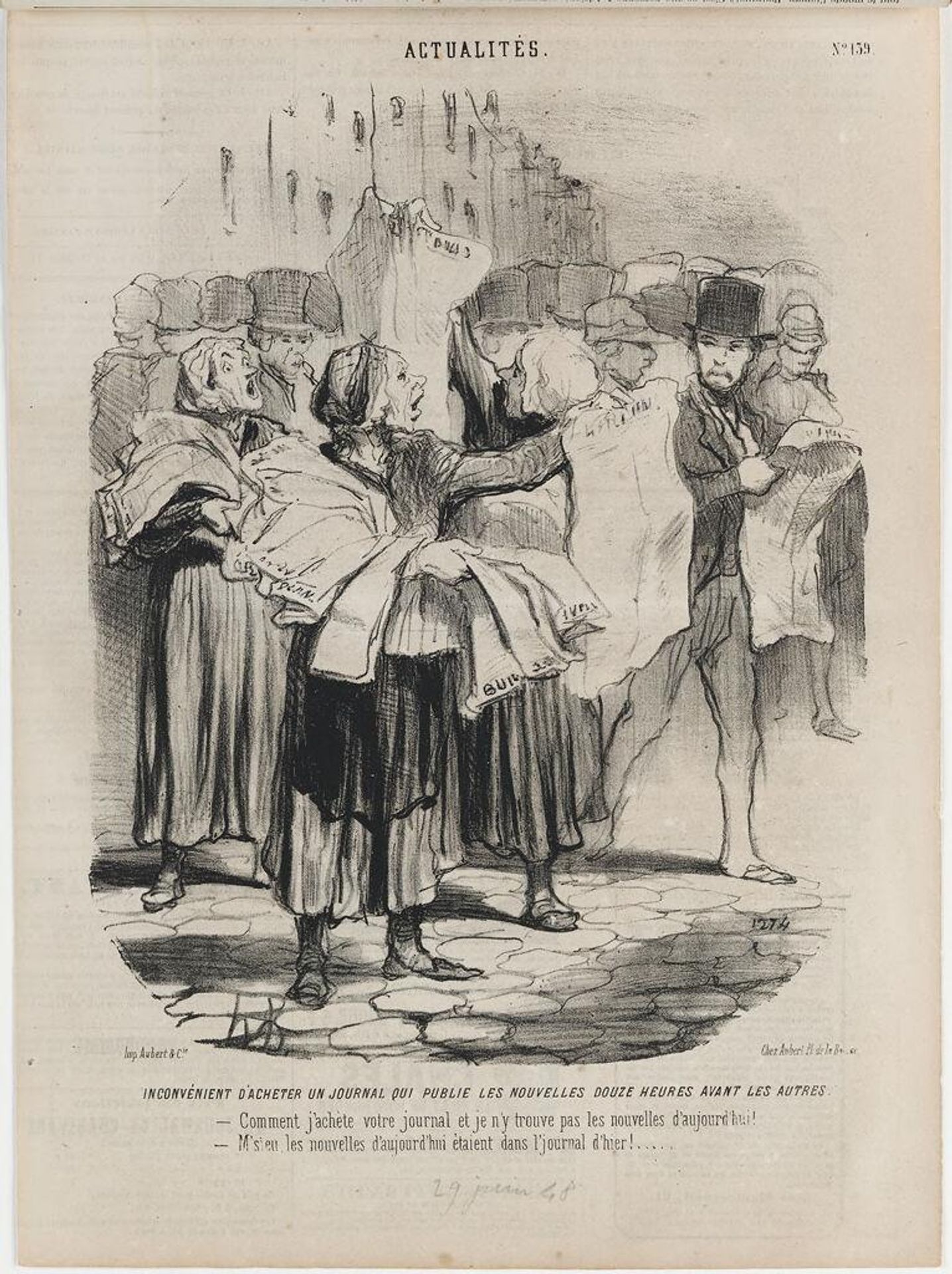 The Bother of Buying a Newspaper: "How can I buy your paper and not find in it today's news..." by Honoré Daumier