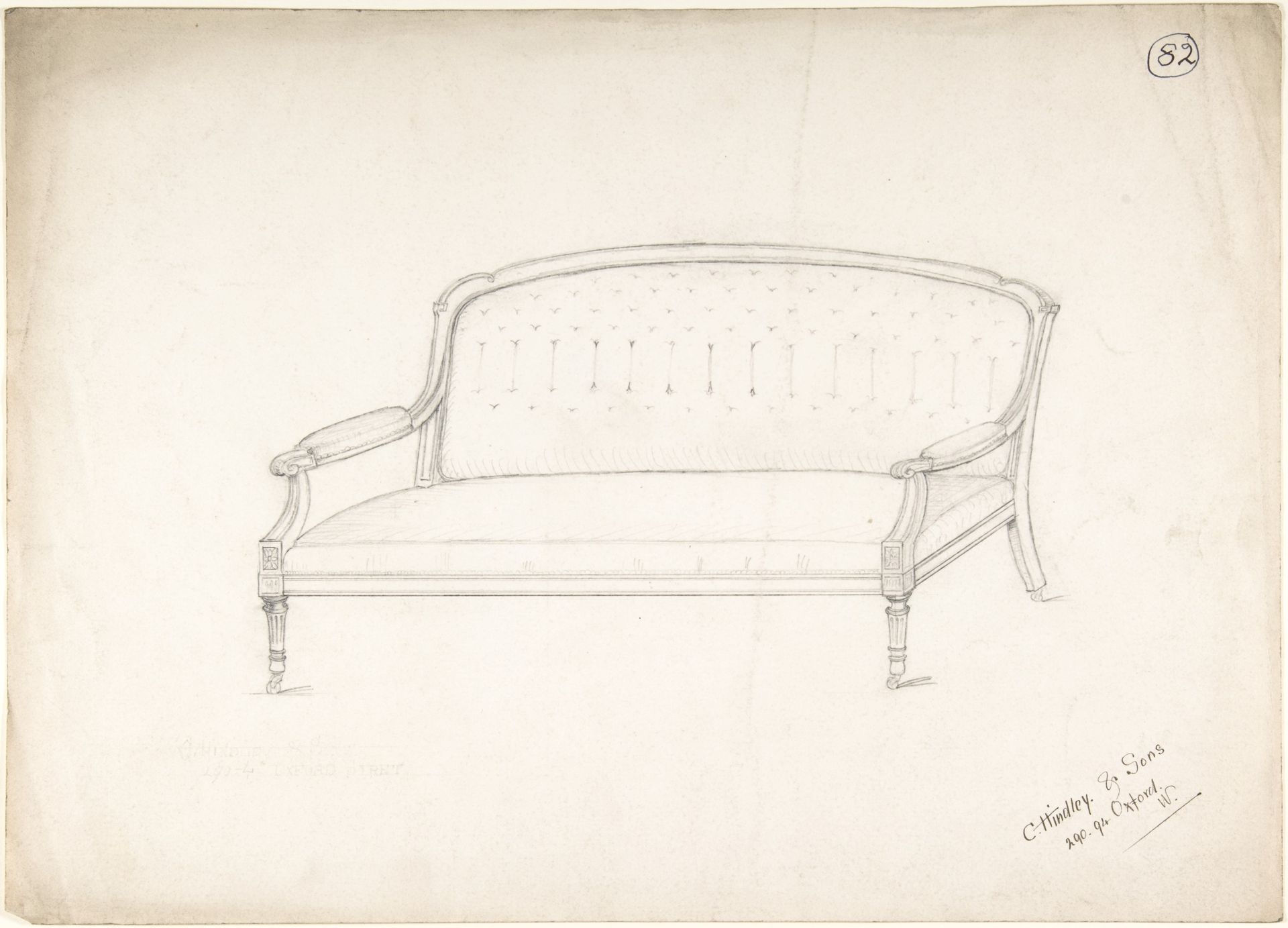 Design for a Loveseat by Charles Hindley and Sons