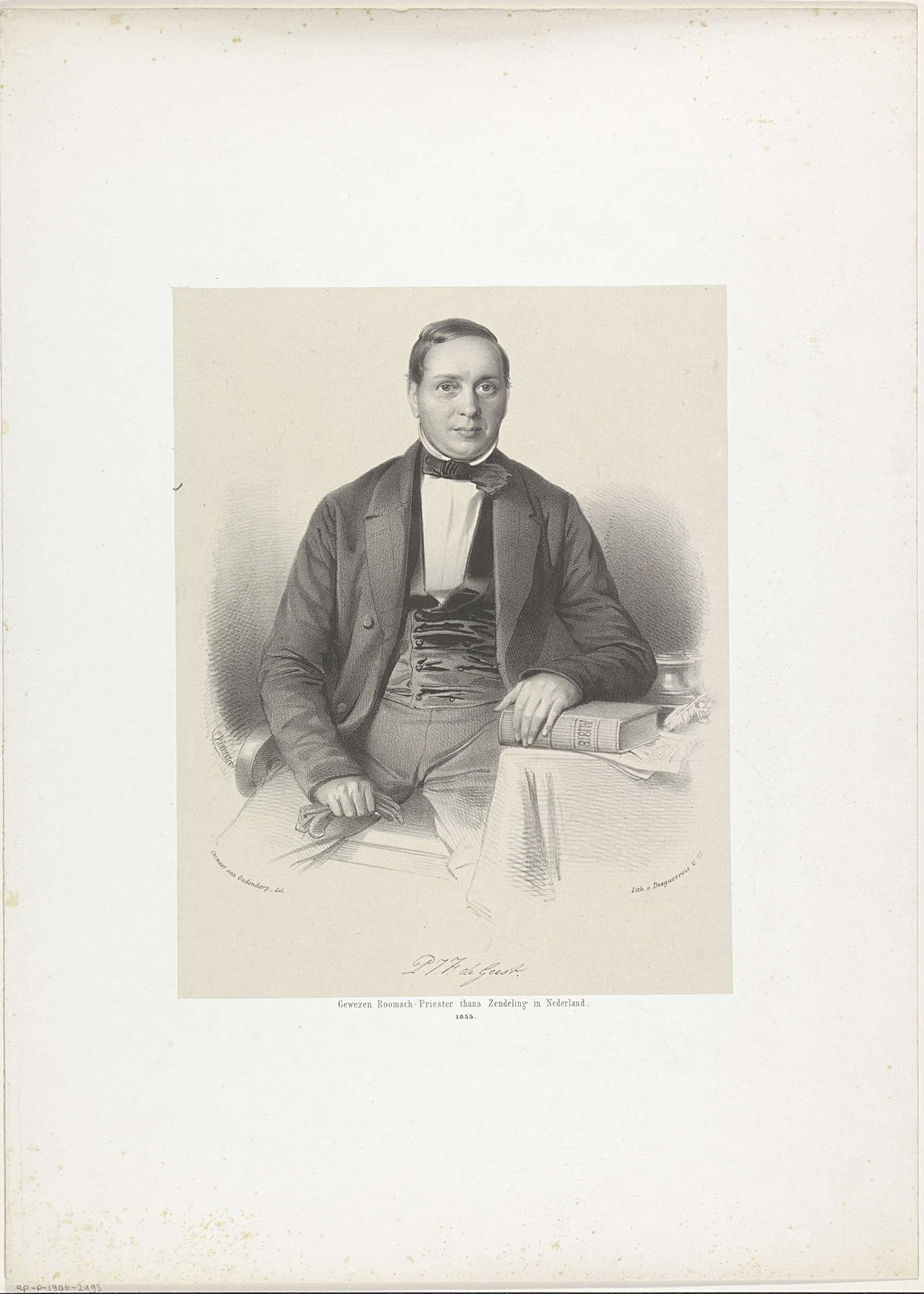 Portret van Petrus Julianus Franciscus de Geest by Wilhelmus Cornelis Chimaer van Oudendorp