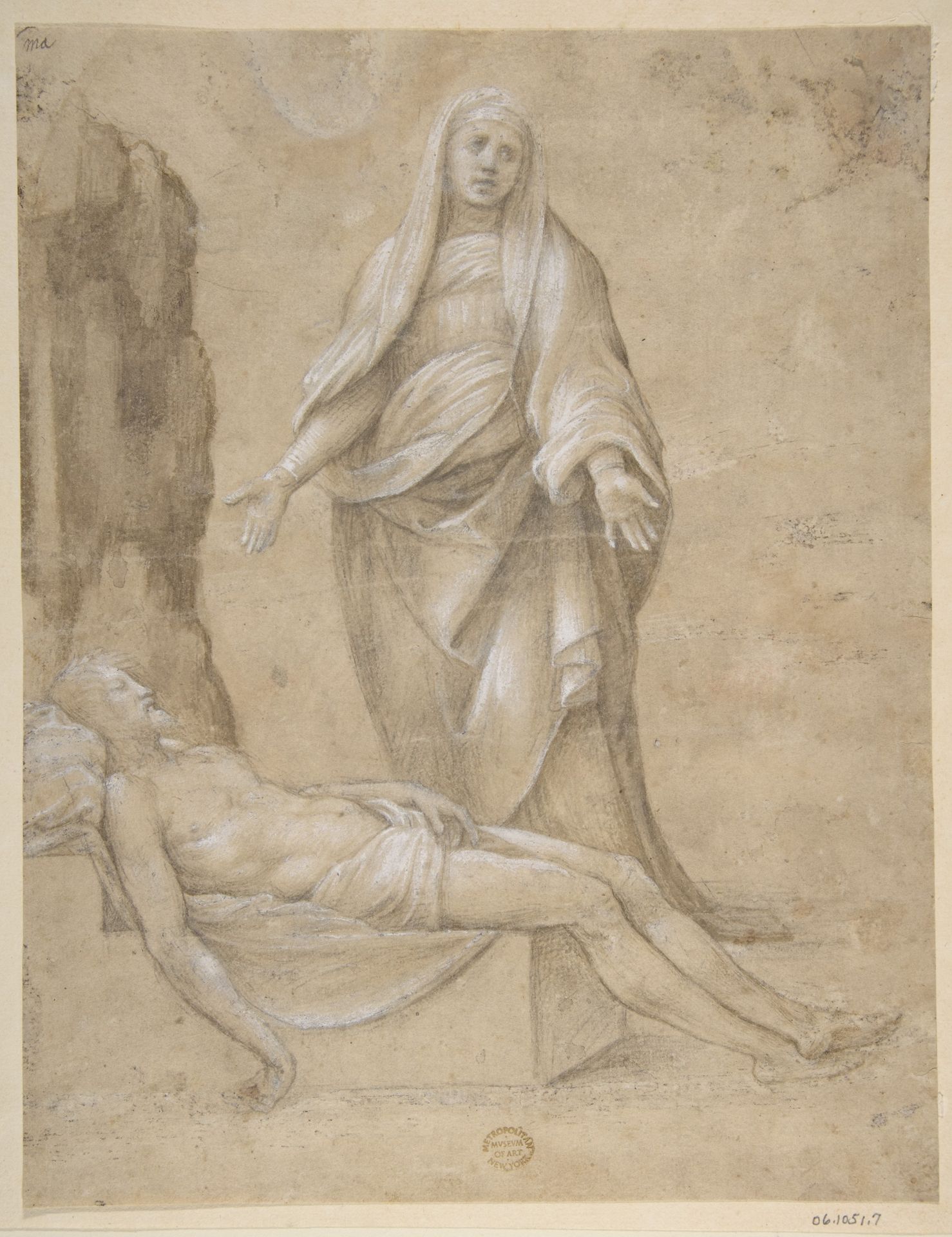 Pieta (recto); Madonna and two Cherubs in pen and brown ink; copy of a drawing in the Louvre which is attributed to Raphael (verso) by Raphael