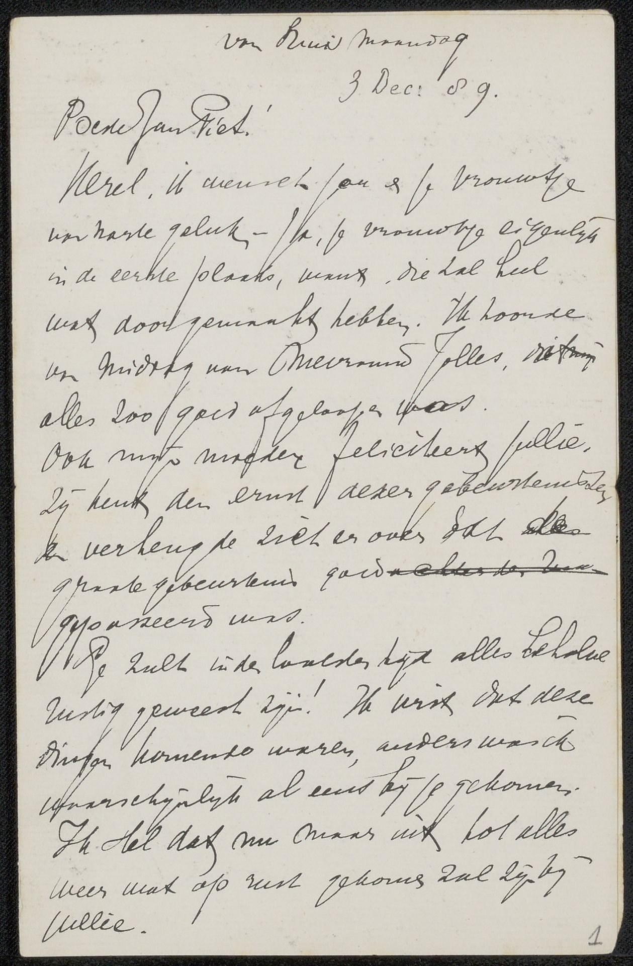 Brief aan Jan Veth by Antoon Derkinderen
