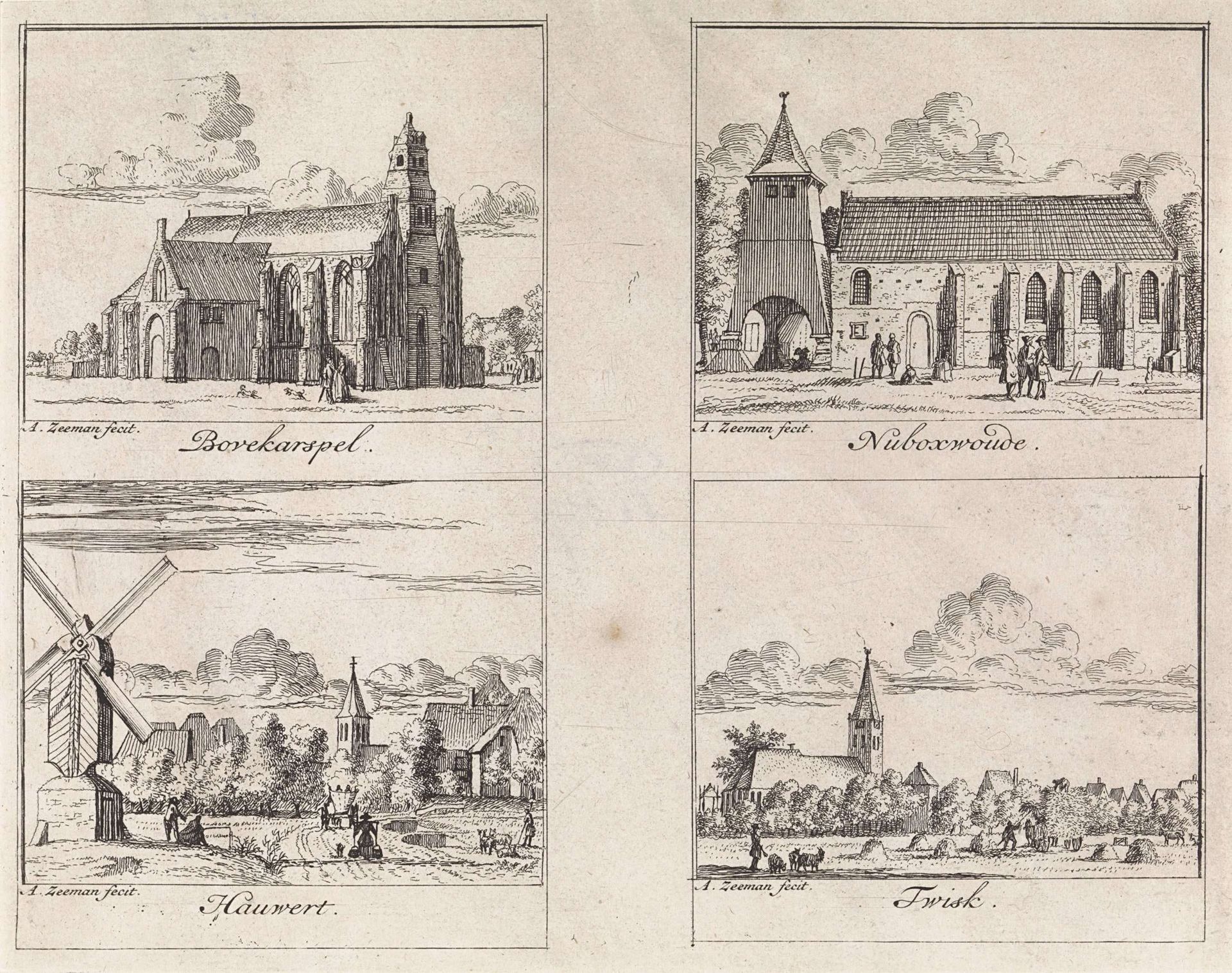 Gezichten op Bovenkarspel, Hauwert, Nibbixwoud en Twisk by Abraham Zeeman