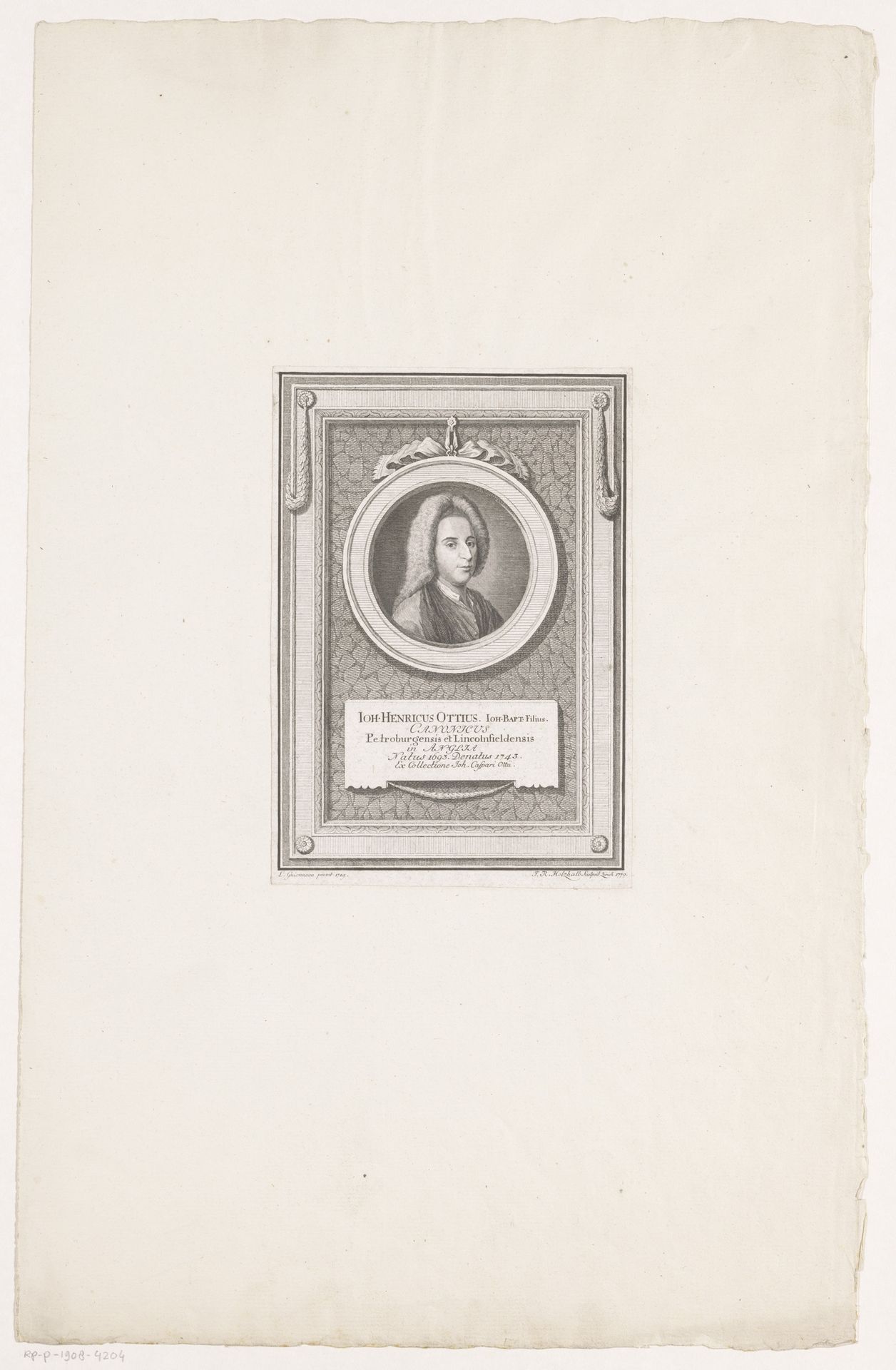 Portret van Johann Heinrich Ott by Johann Rudolph Holzhalb