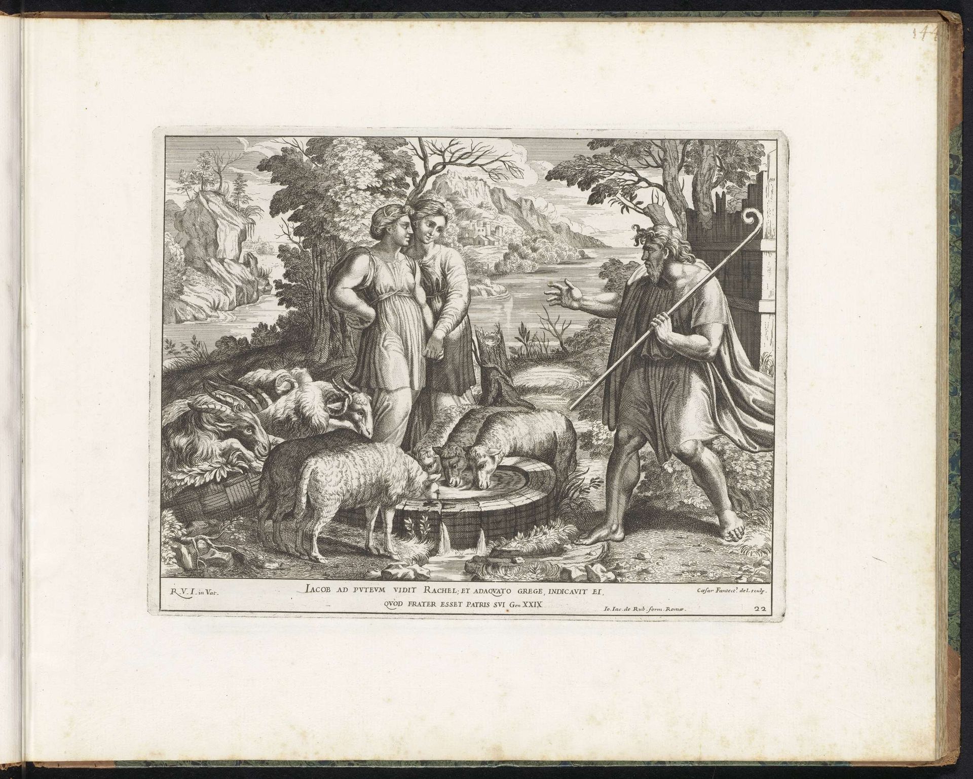Jakob ontmoet Rachel bij de bron by Cesare Fantetti