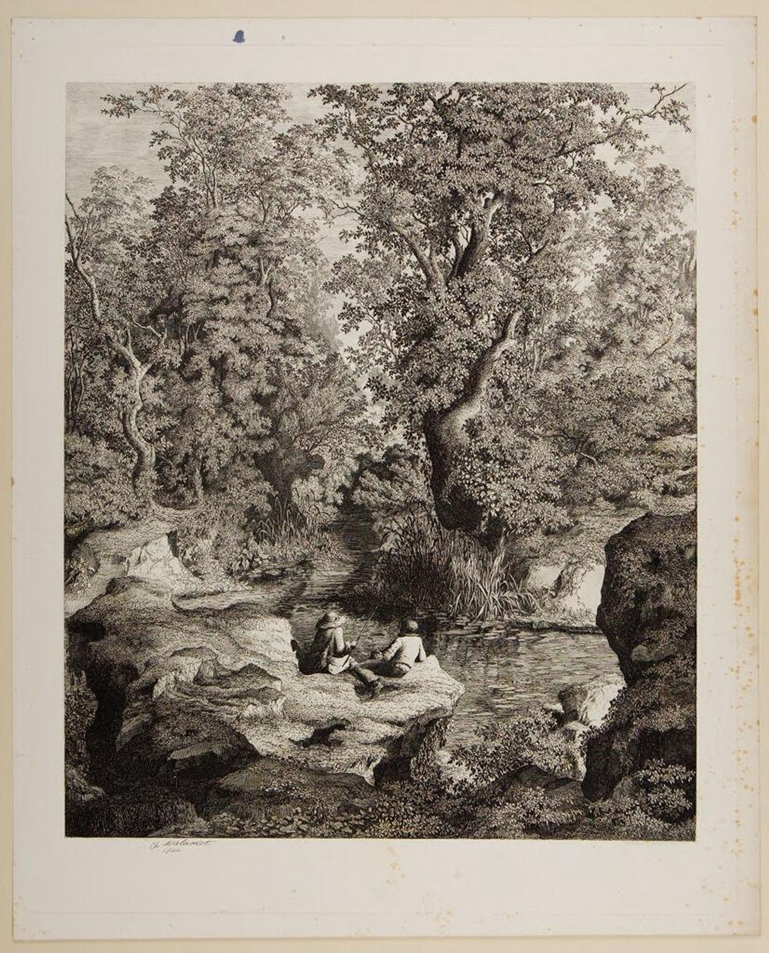 Landscape with Two Children Fishing by Charles AndrÃ© Malardot