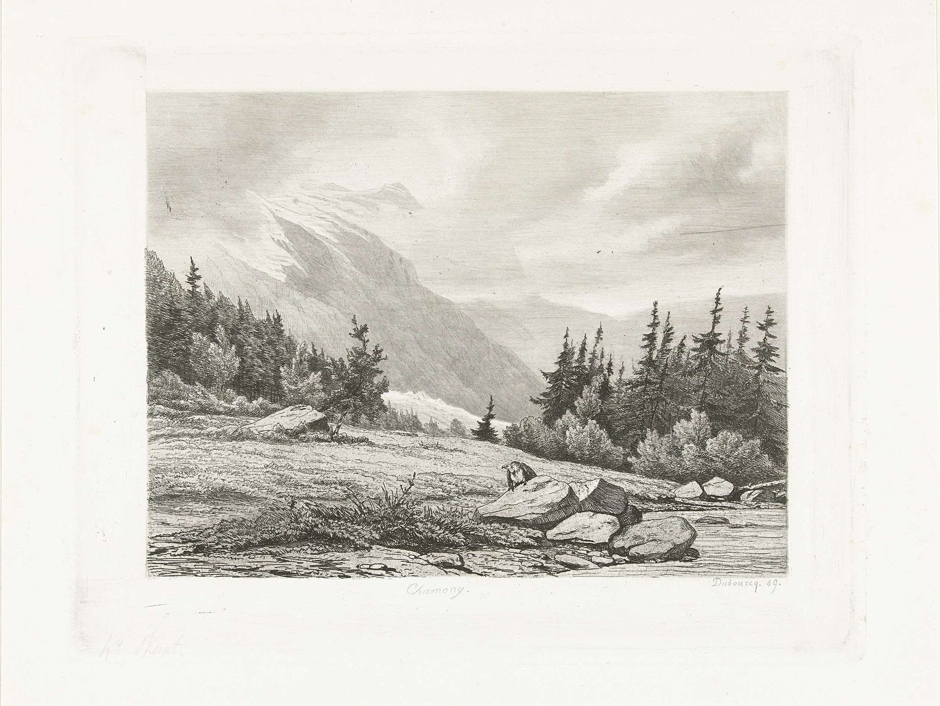 Gezicht op een besneeuwde bergtop in Chamonix by Pierre Louis Dubourcq