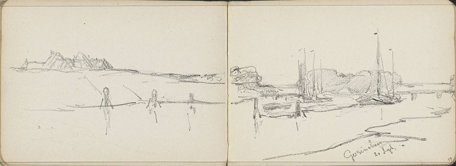 Zeilboten op het water te Gorinchem by Willem Cornelis Rip