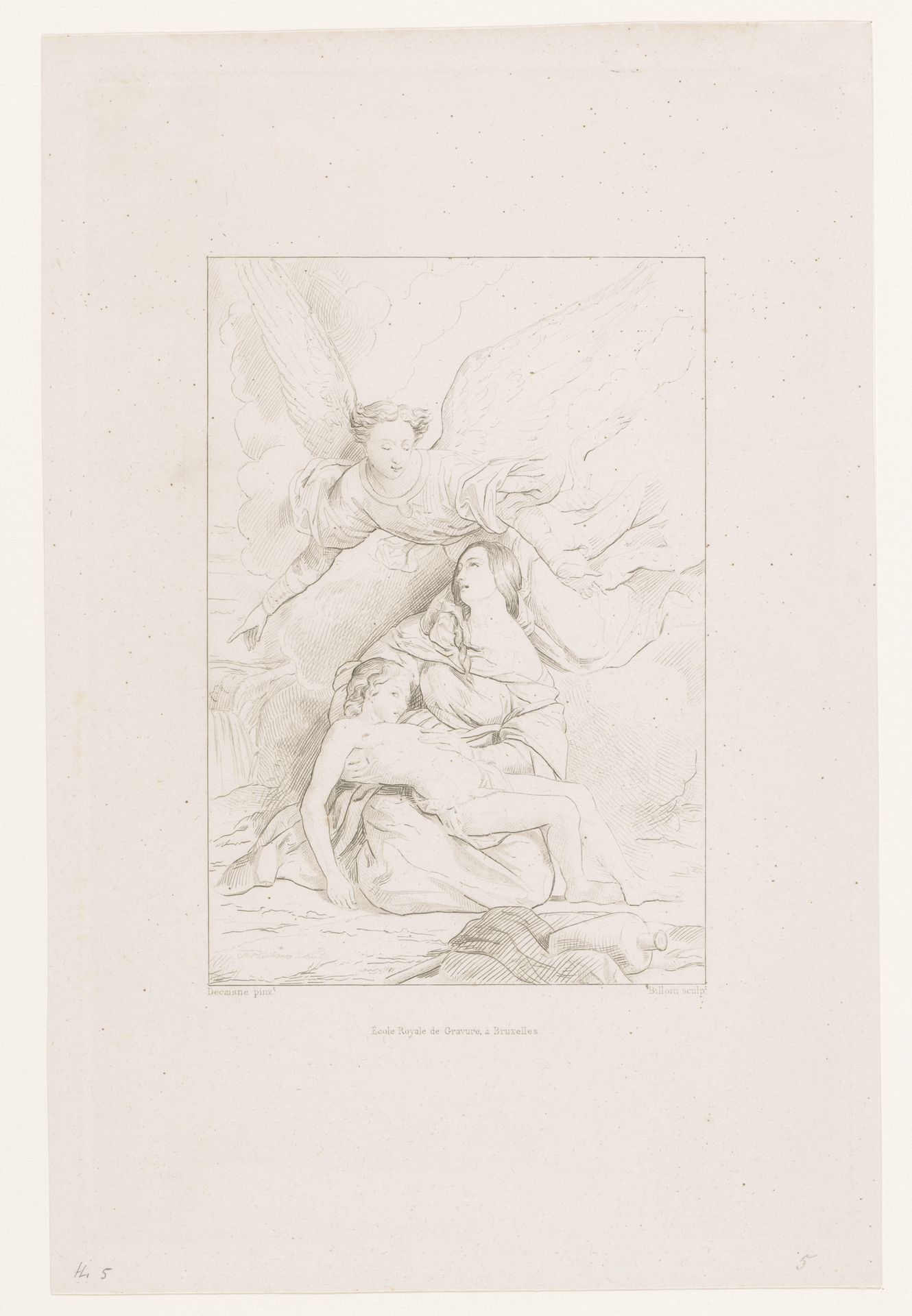Hagar en Ismaël in de woestijn by Charles Billoin