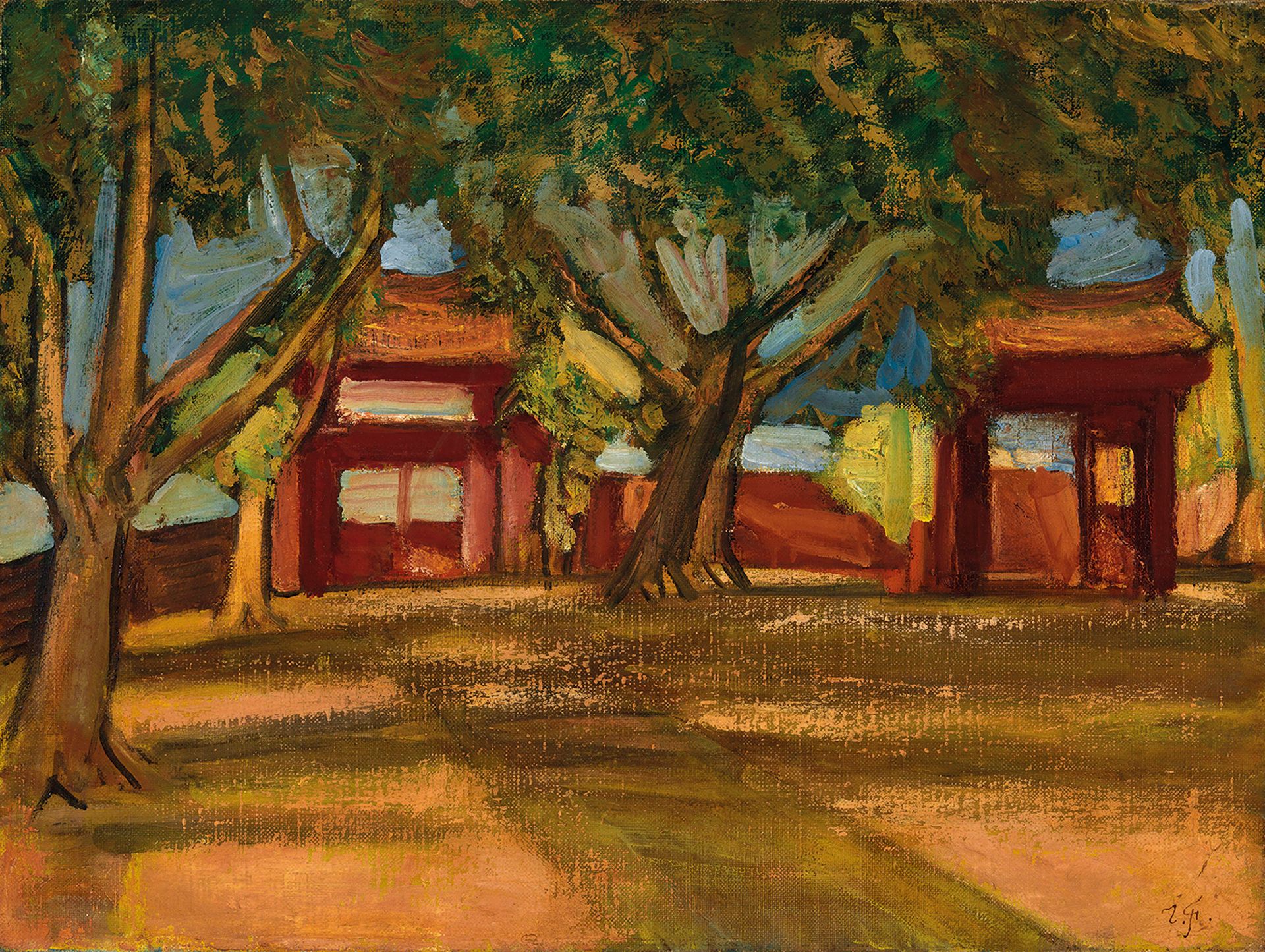 Landscape with Tainan Seibyo by Fujishima Takeji