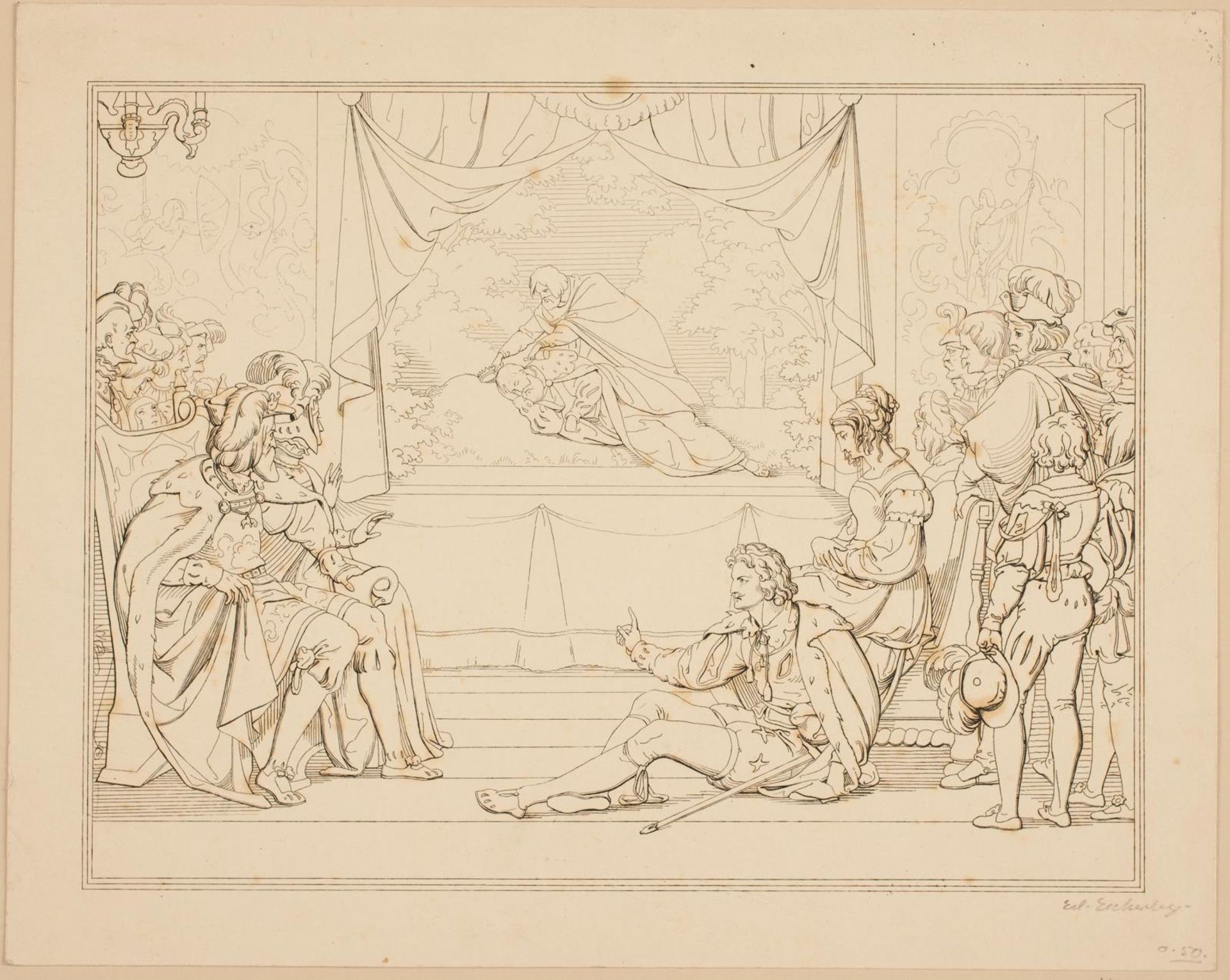 Scene fra Hamlet. 3. akt, 1. scene by Erling Eckersberg