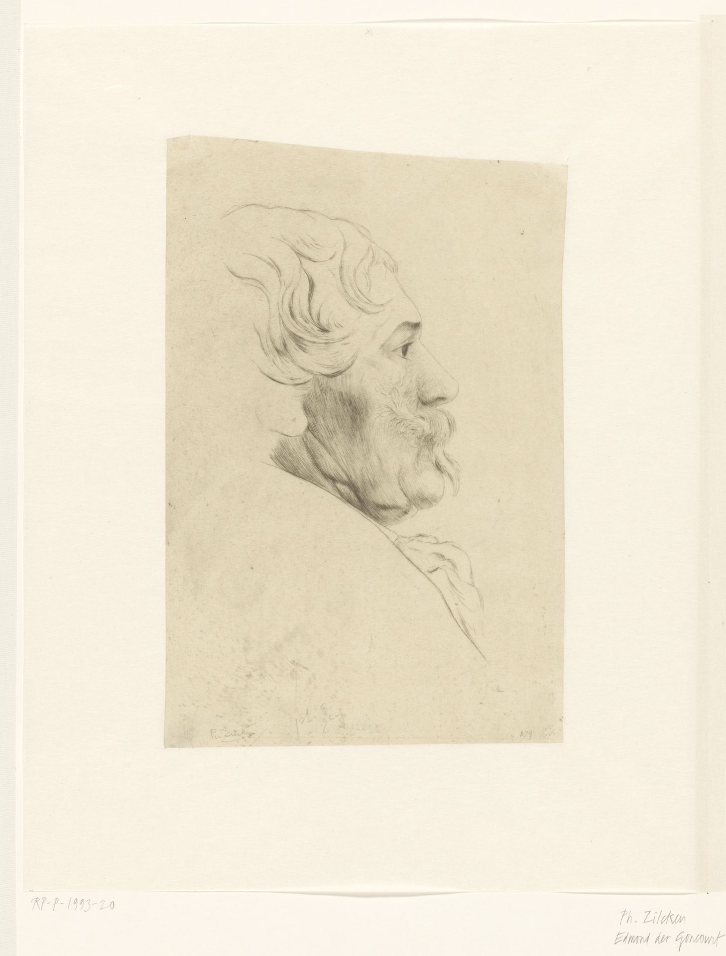 Portret van Edmond de Goncourt by Philip Zilcken